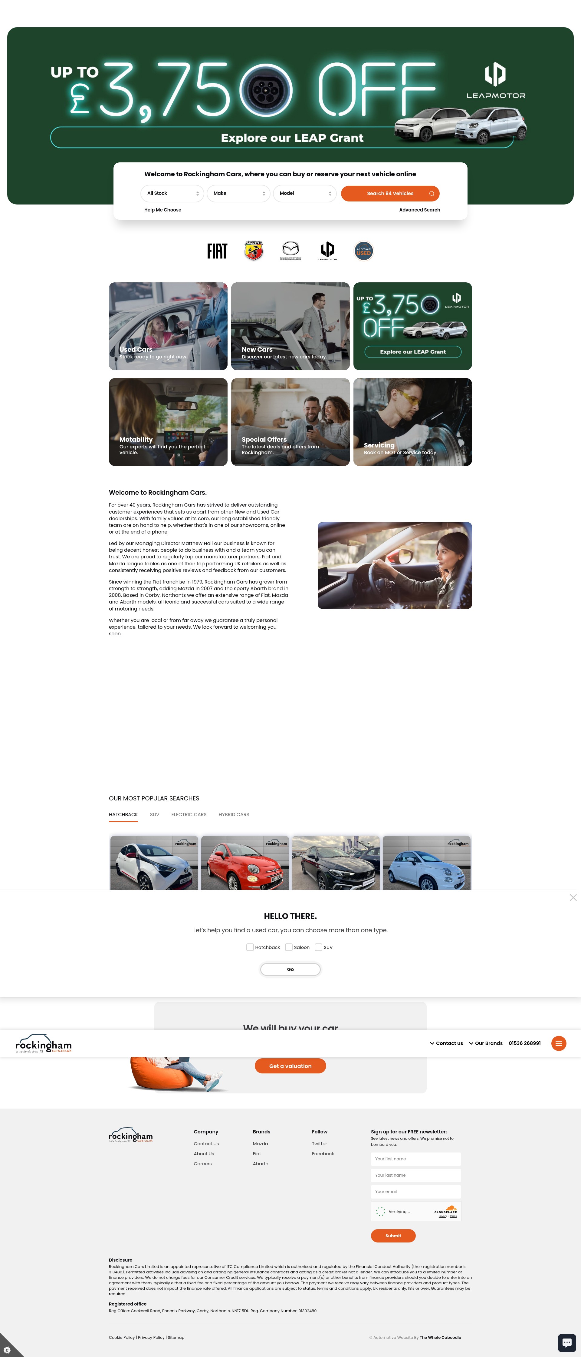 Screenshot of www.rockinghamcars.co.uk
