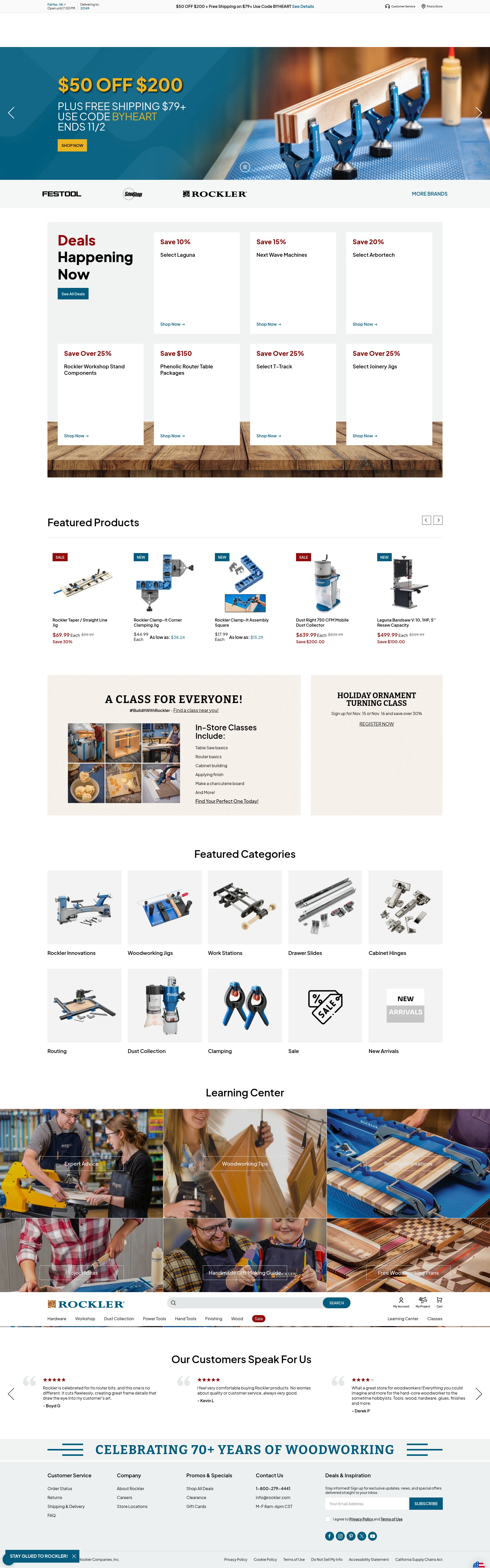 Screenshot of www.rockler.com