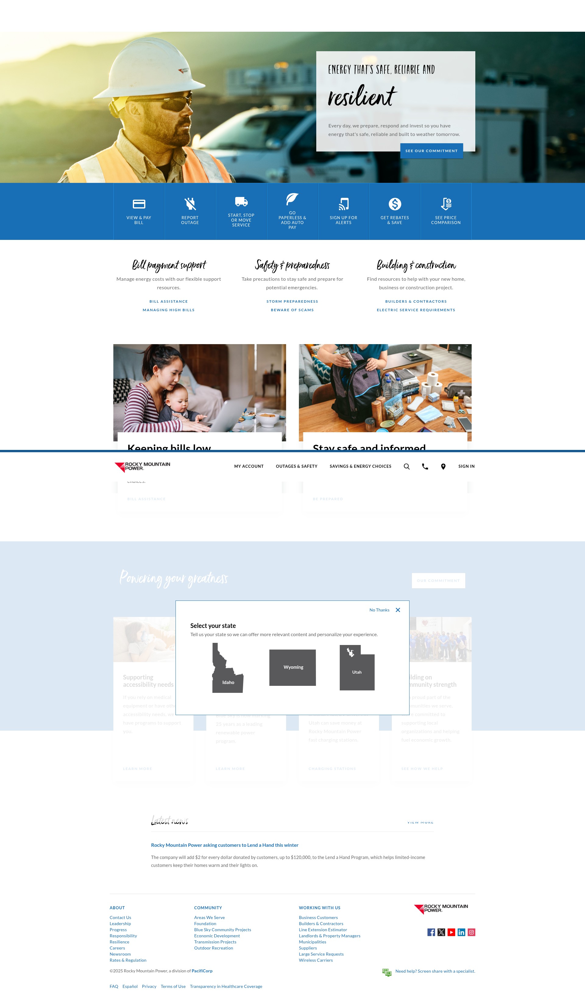 Screenshot of www.rockymountainpower.net