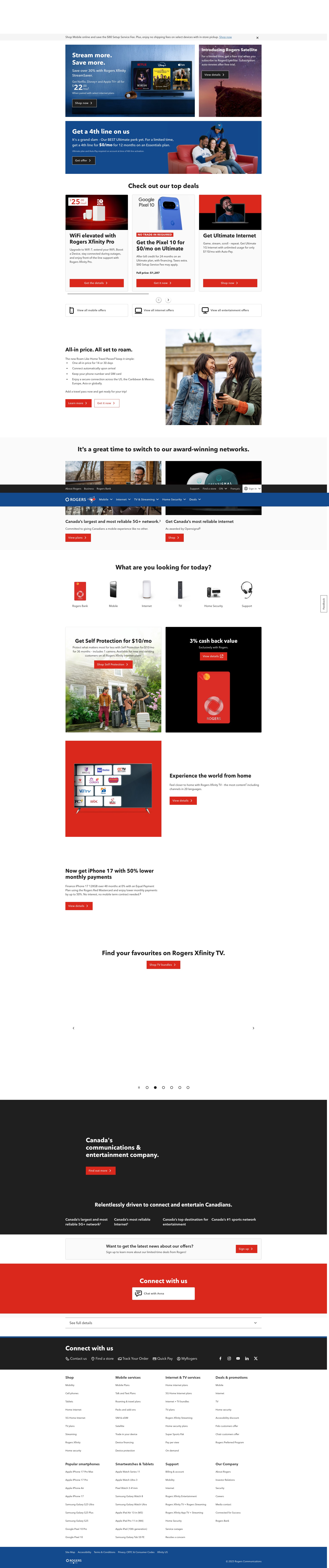 Screenshot of www.rogers.com