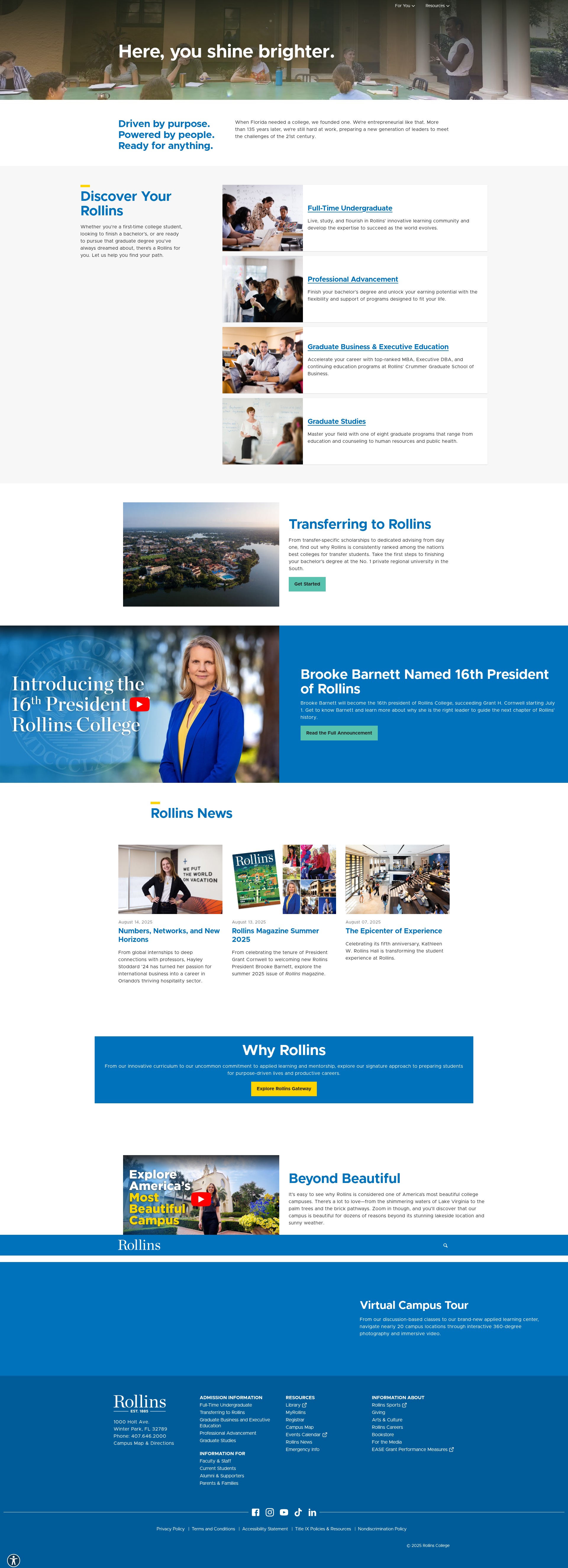 Screenshot of www.rollins.edu