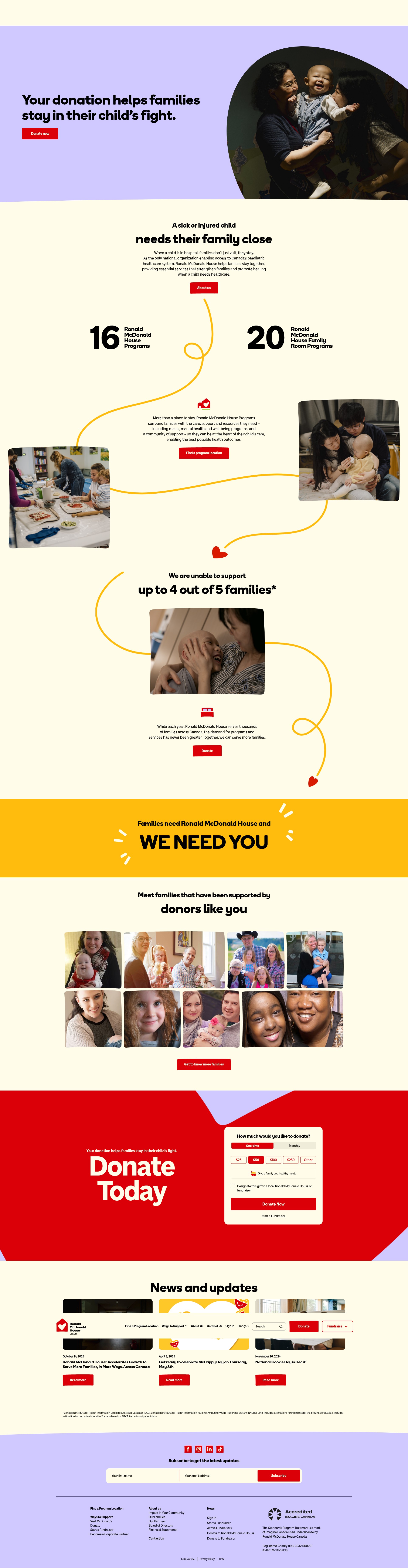 Screenshot of www.ronaldmcdonaldhouse.ca