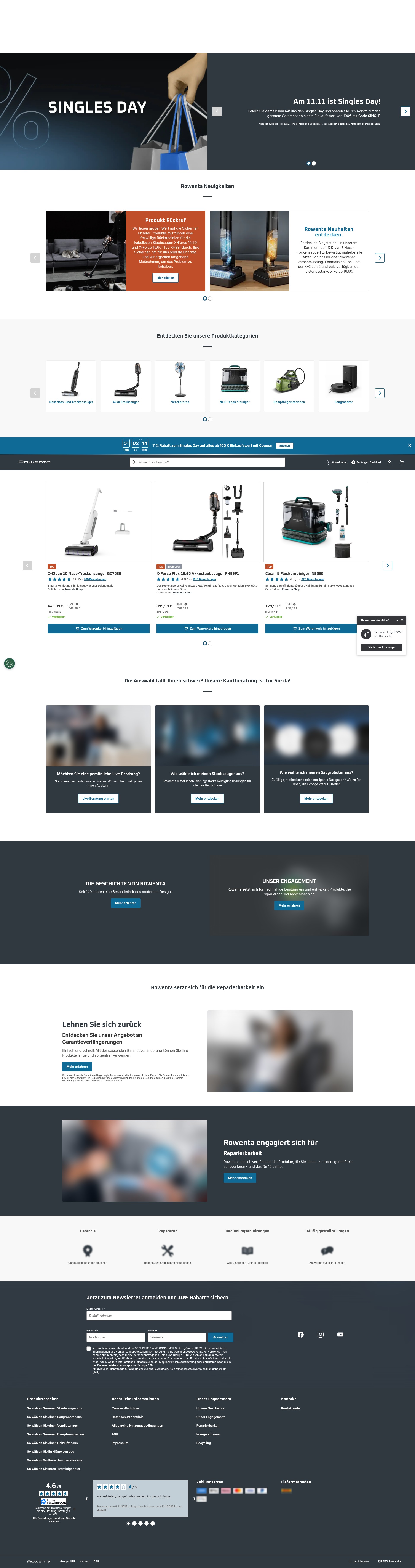 Screenshot of www.rowenta.de