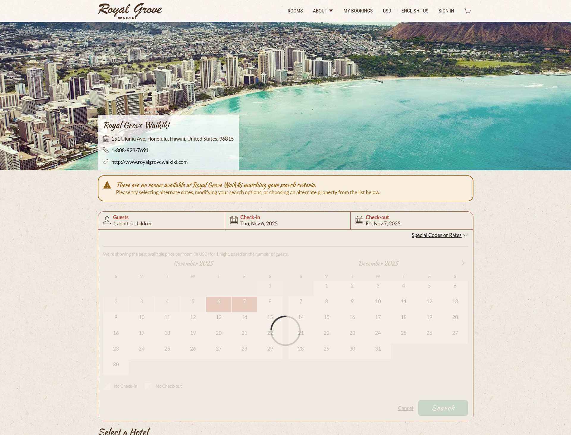 Screenshot of www.royalgrovewaikiki.com