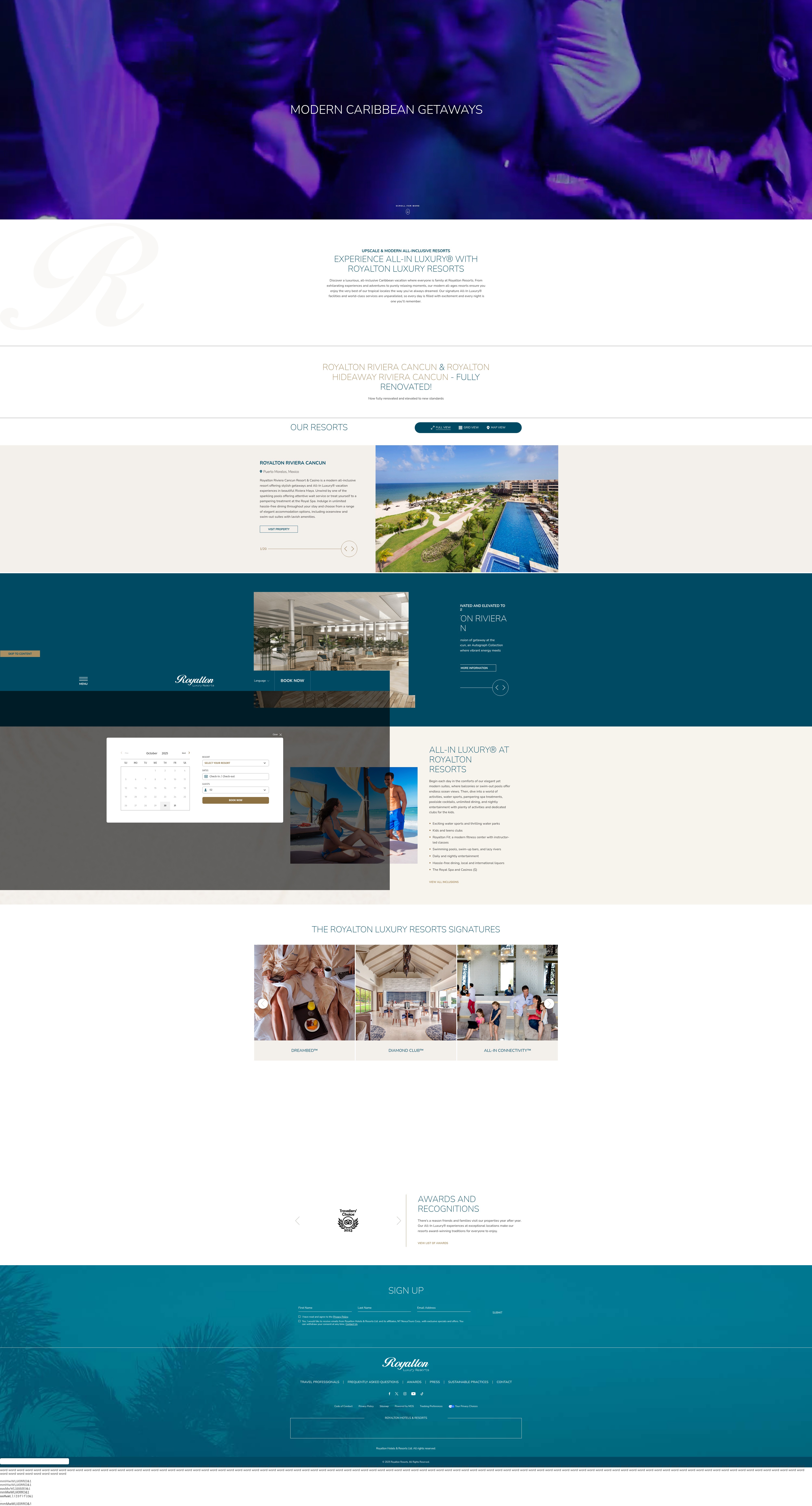Screenshot of www.royaltonresorts.com