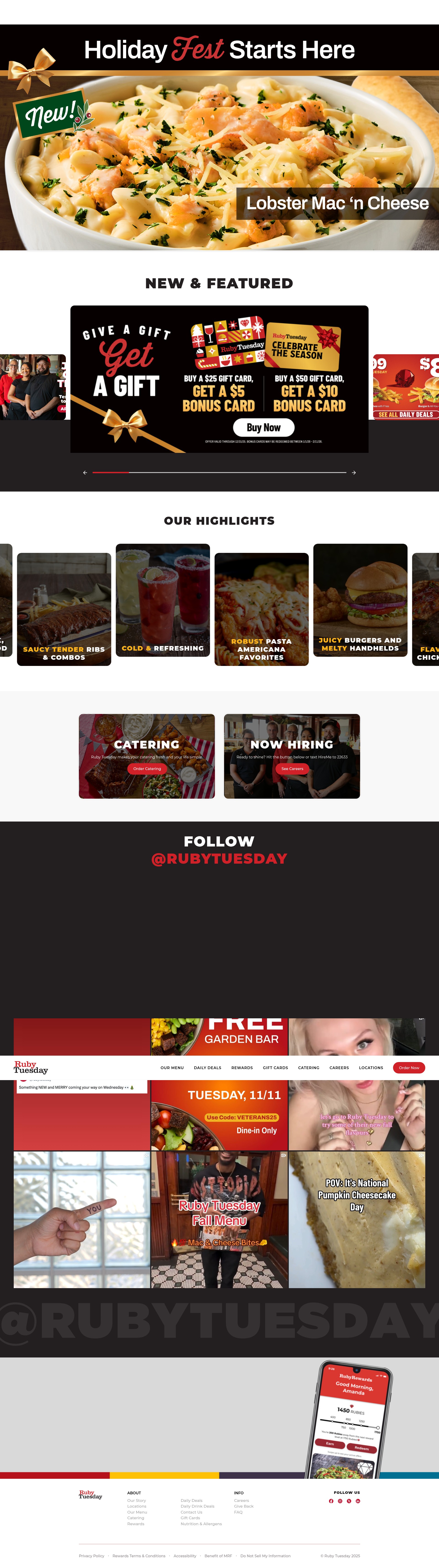 Screenshot of www.rubytuesday.com
