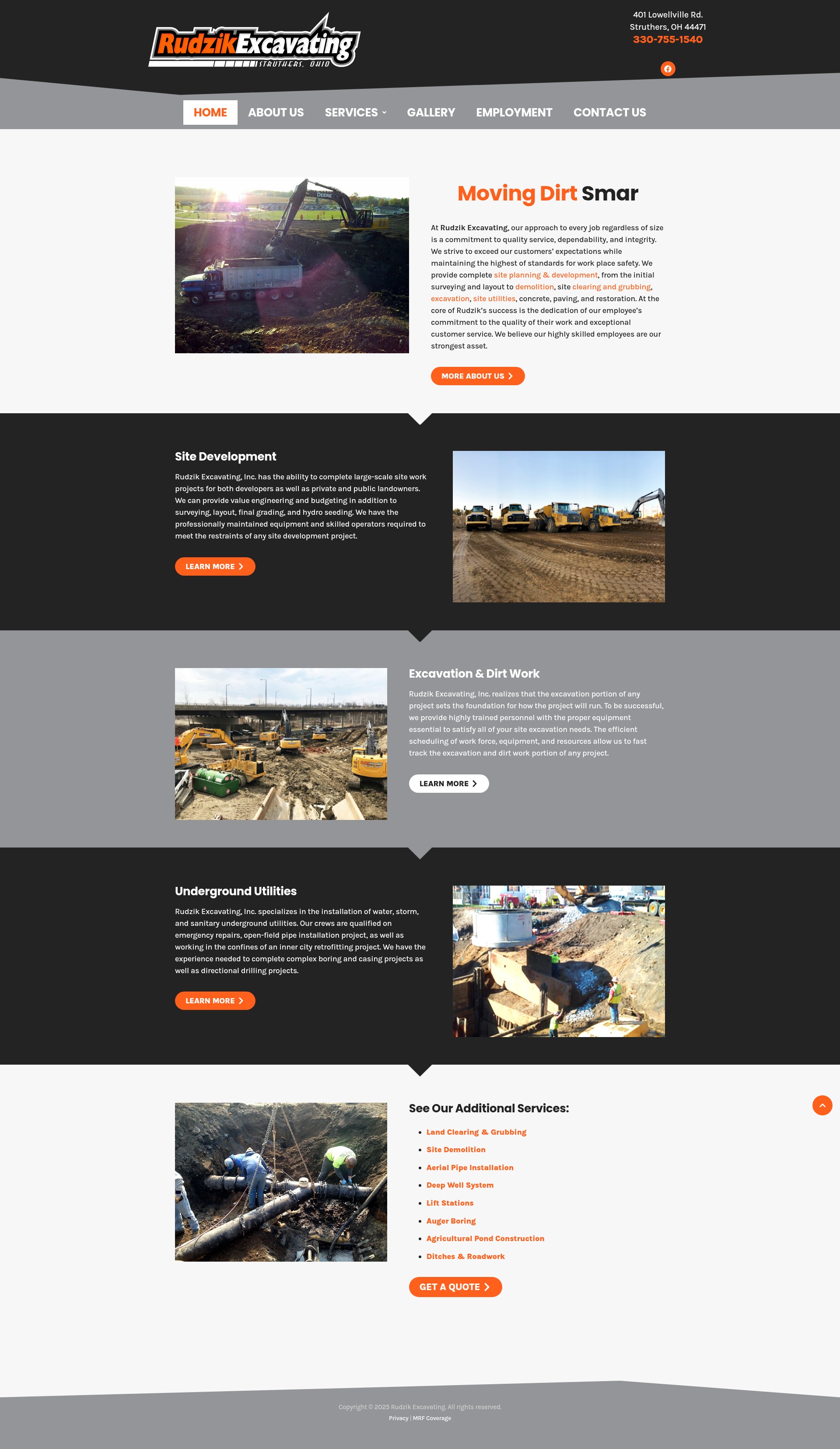 Screenshot of www.rudzikexcavating.com