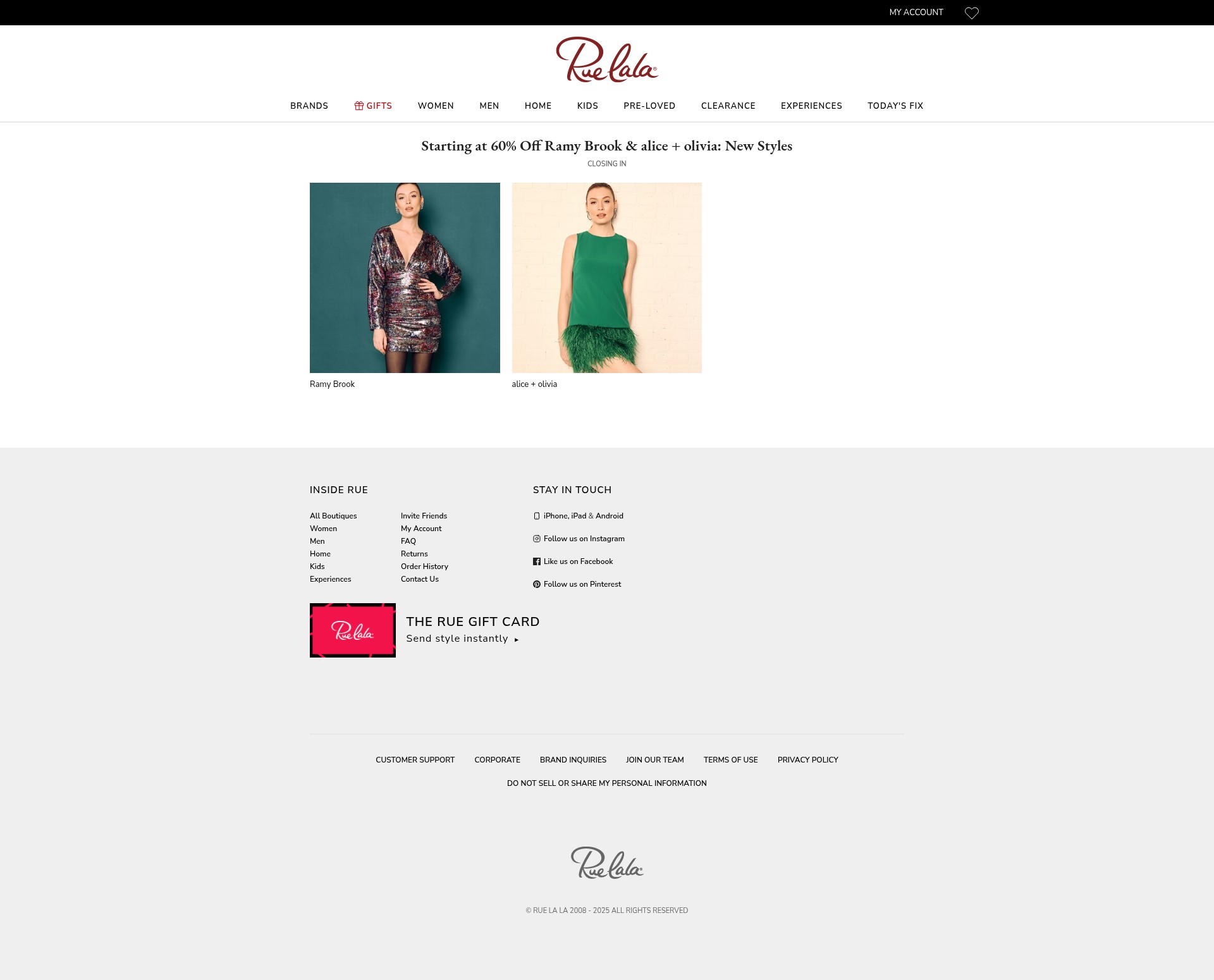 Screenshot of www.ruelala.com
