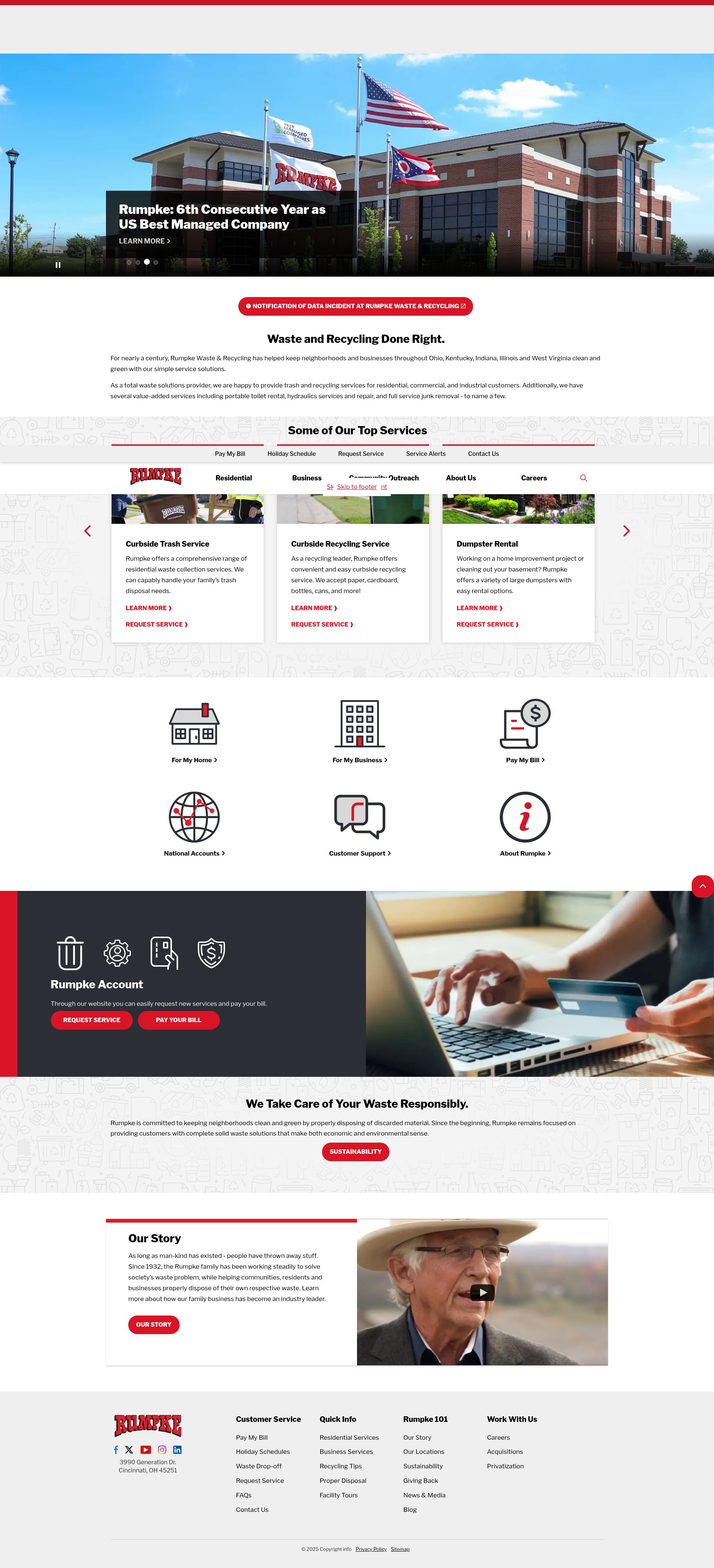 Screenshot of www.rumpke.com