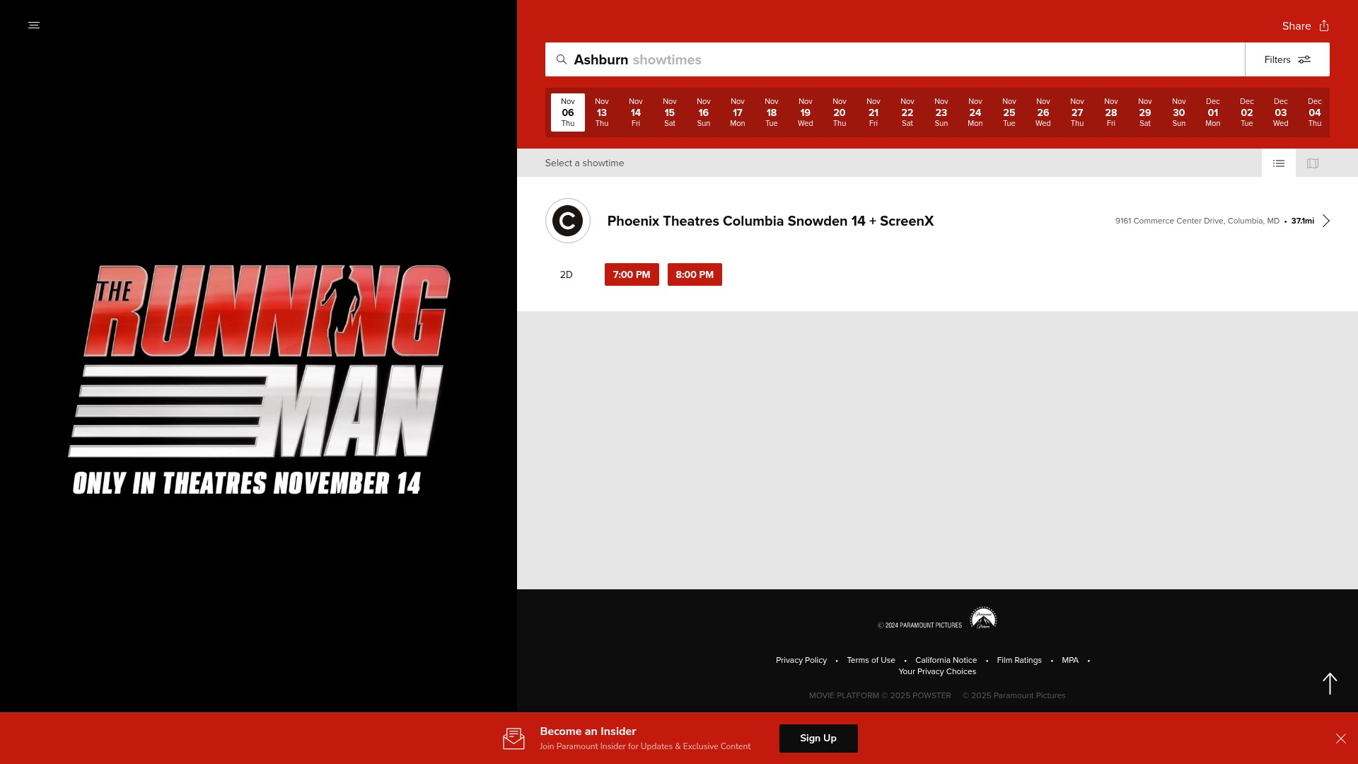 Screenshot of www.runningmanmovie.com