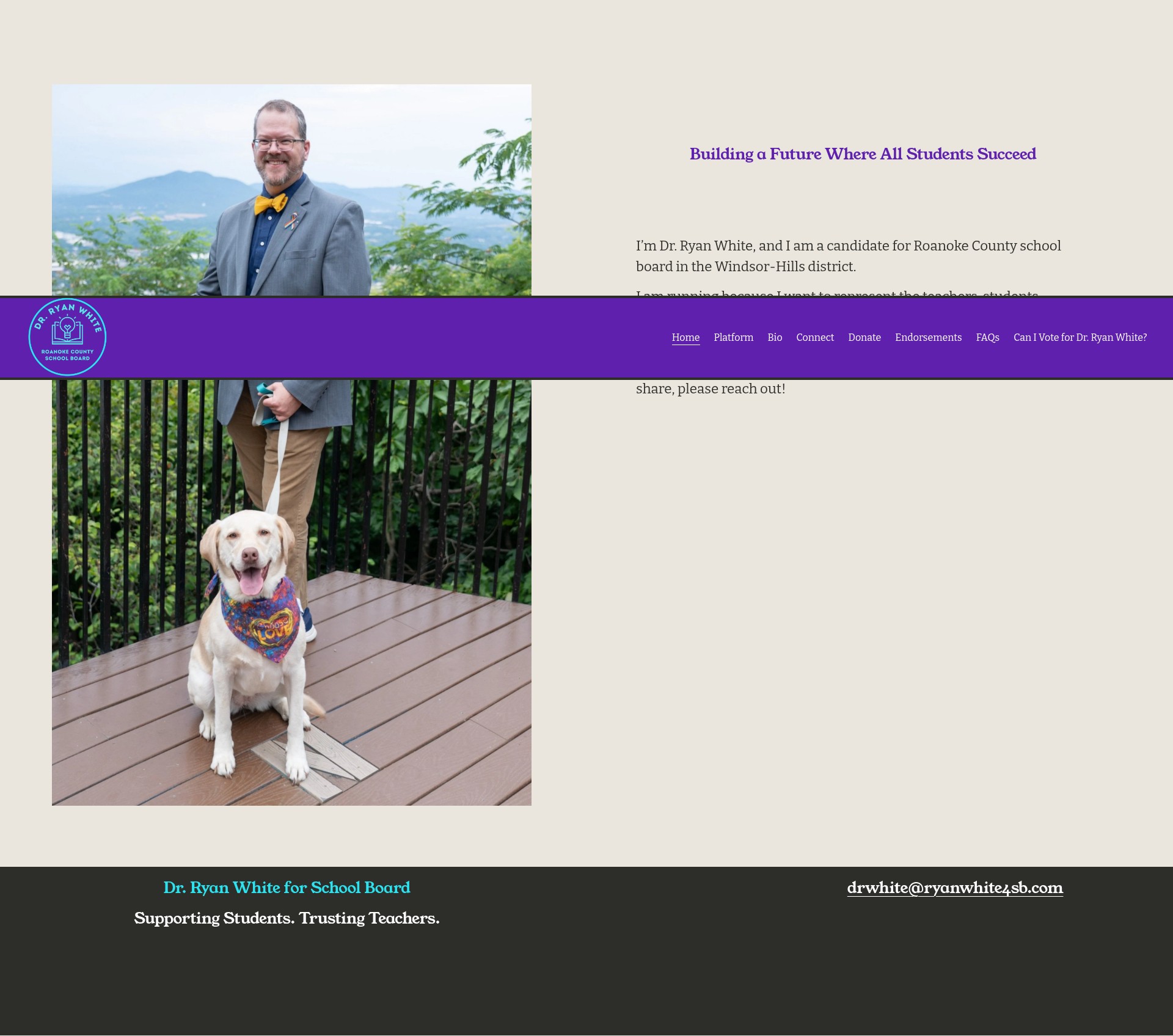 Screenshot of www.ryanwhite4sb.com