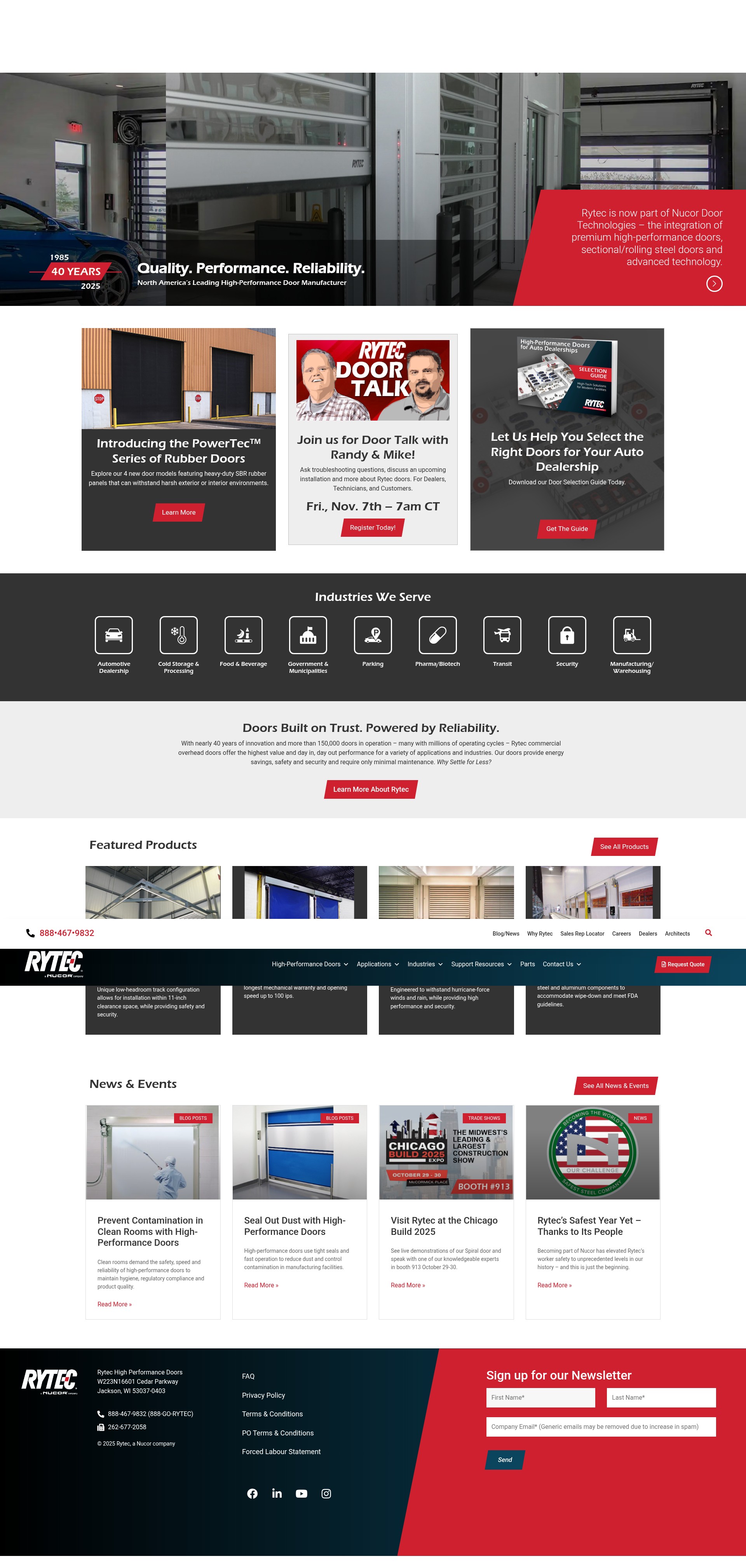 Screenshot of www.rytecdoors.com