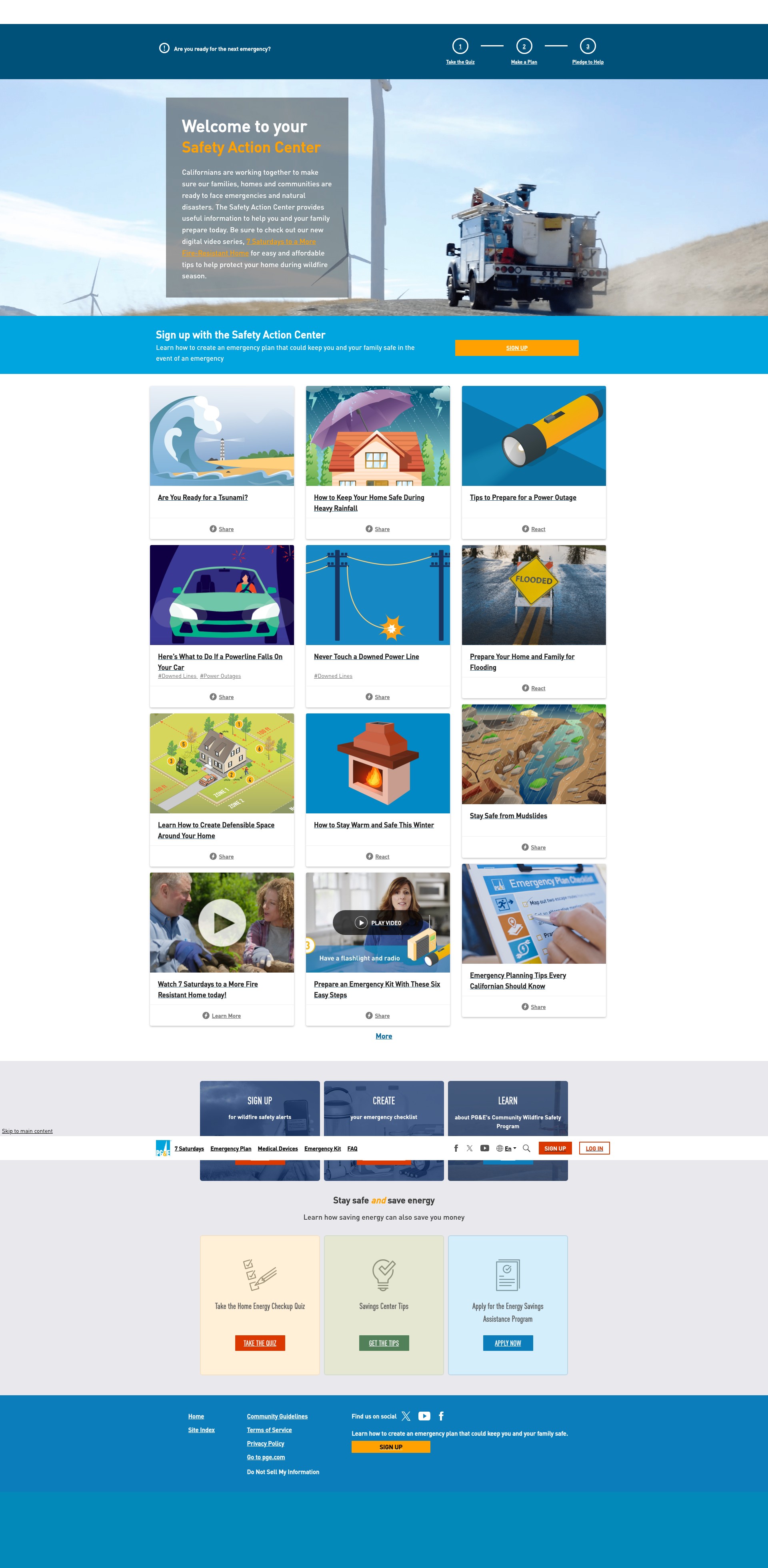 Screenshot of www.safetyactioncenter.pge.com