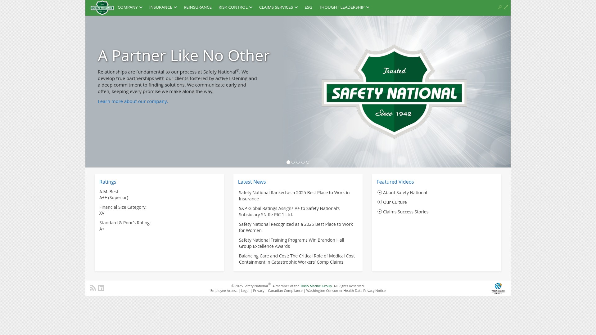 Screenshot of www.safetynational.com