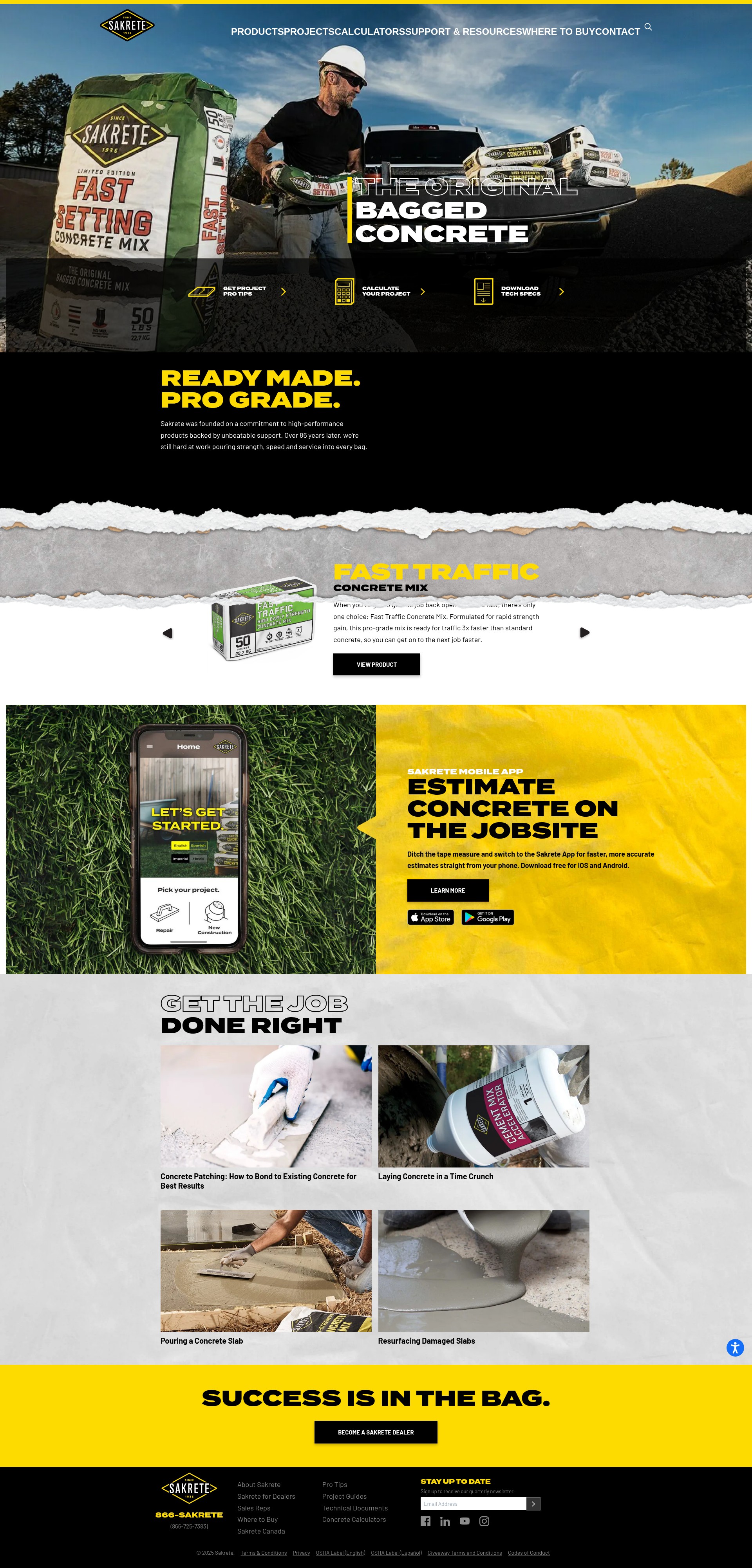 Screenshot of www.sakrete.com