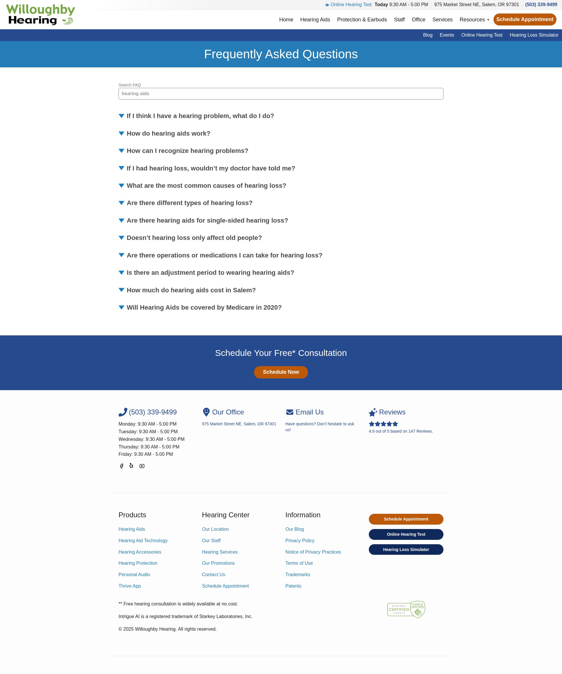 Screenshot of www.salemhearingaids.com