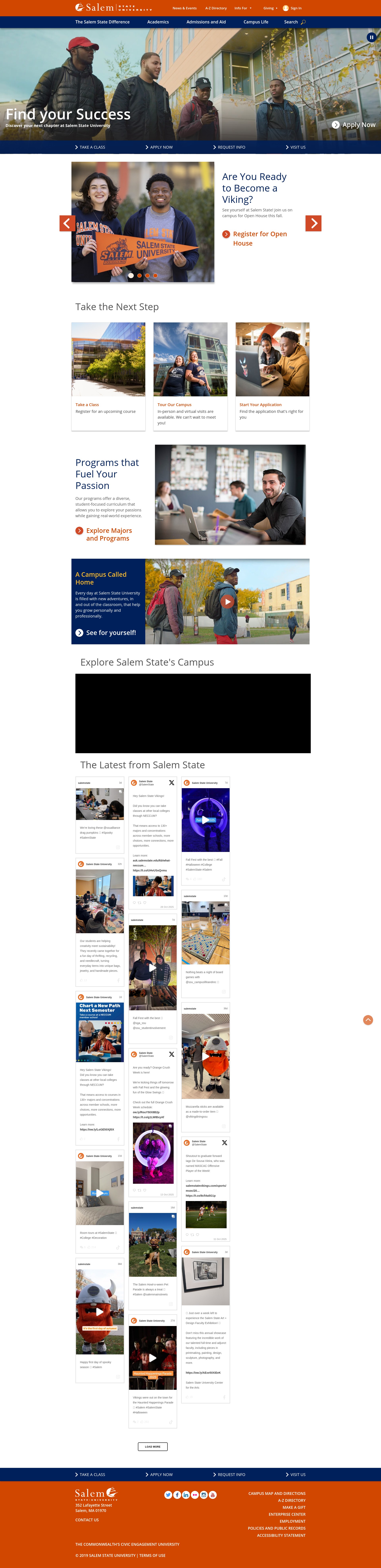 Screenshot of www.salemstate.edu