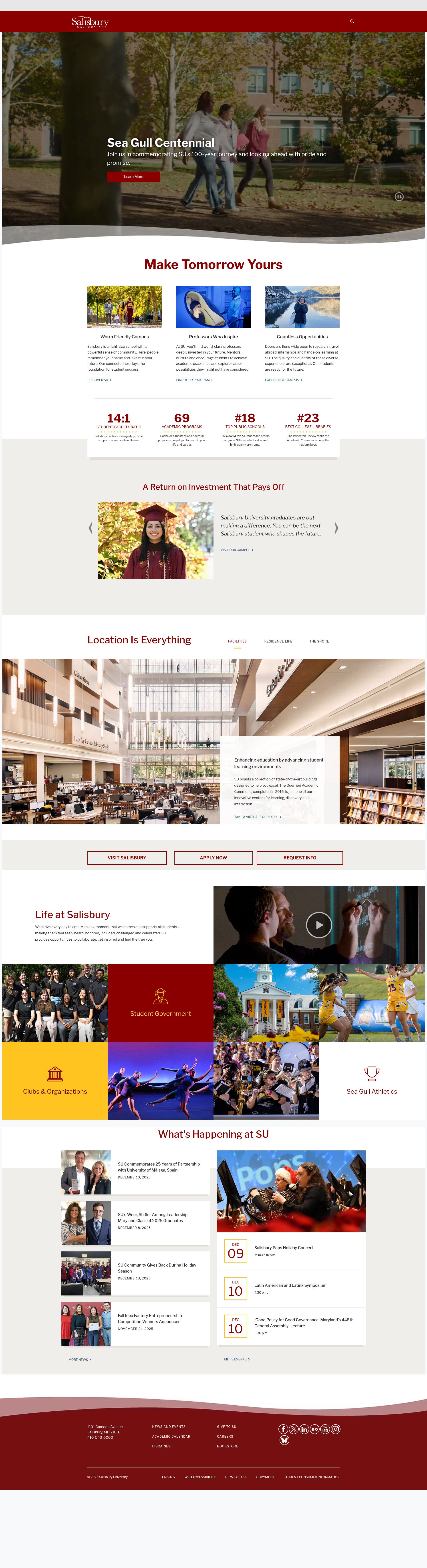 Screenshot of www.salisbury.edu