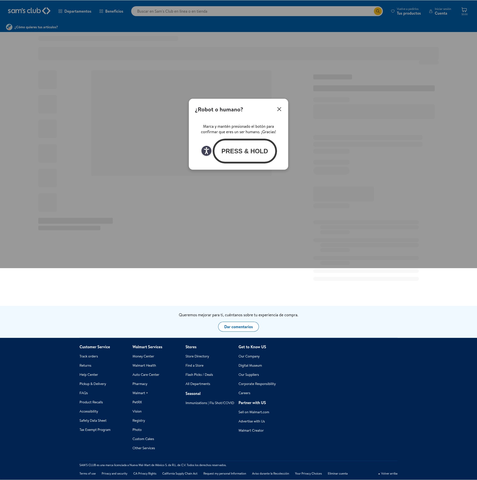 Screenshot of www.sams.com.mx
