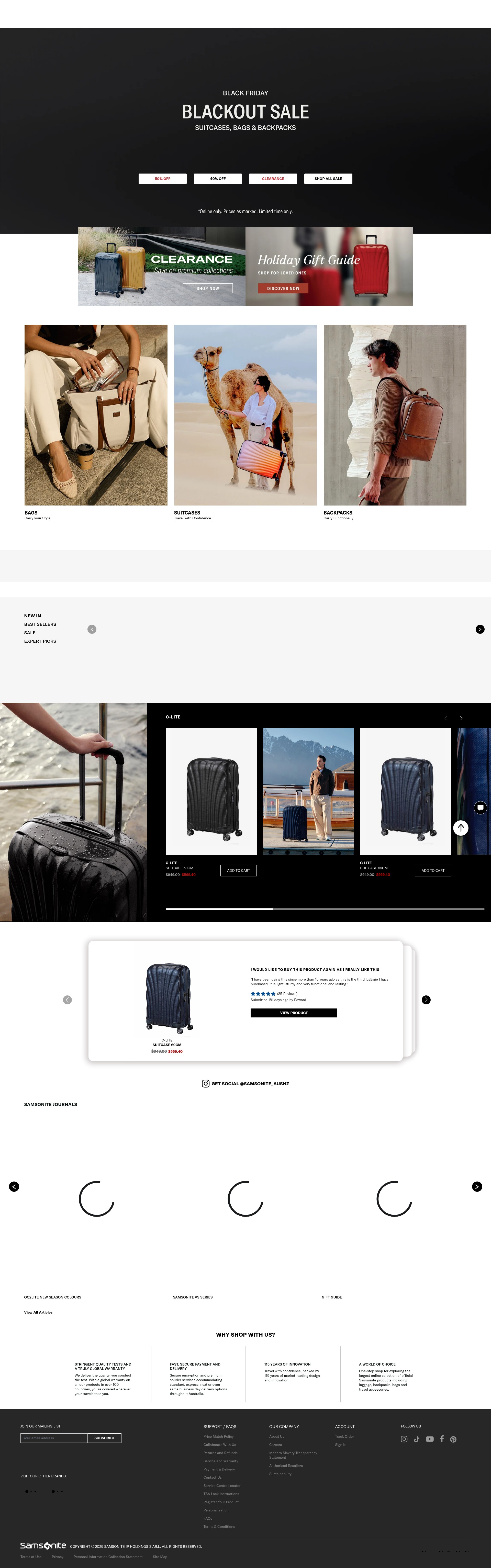 Screenshot of www.samsonite.com.au