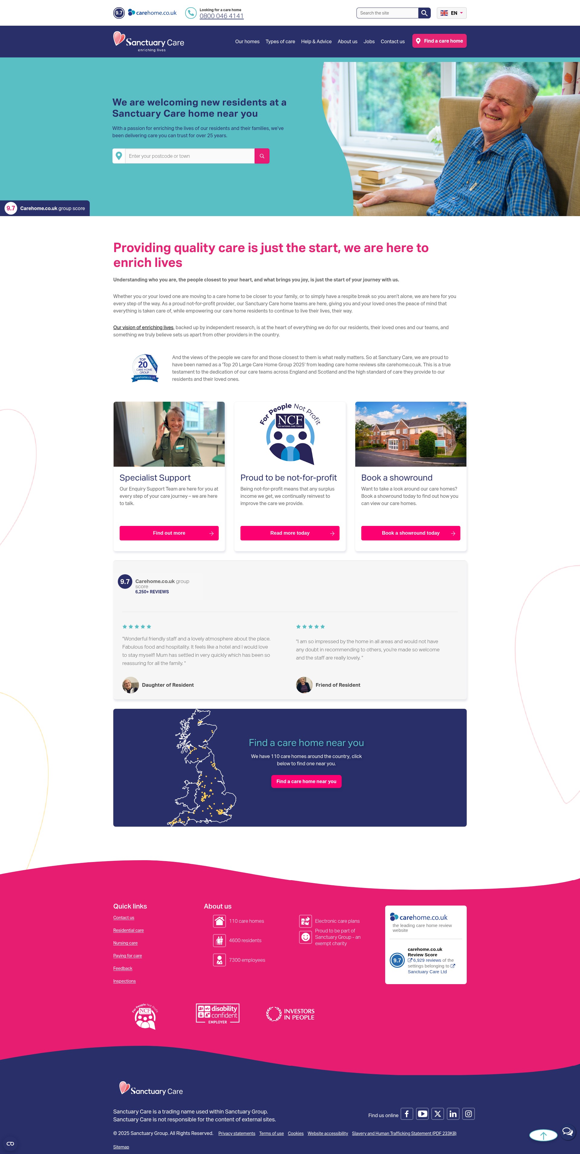 Screenshot of www.sanctuary-care.co.uk