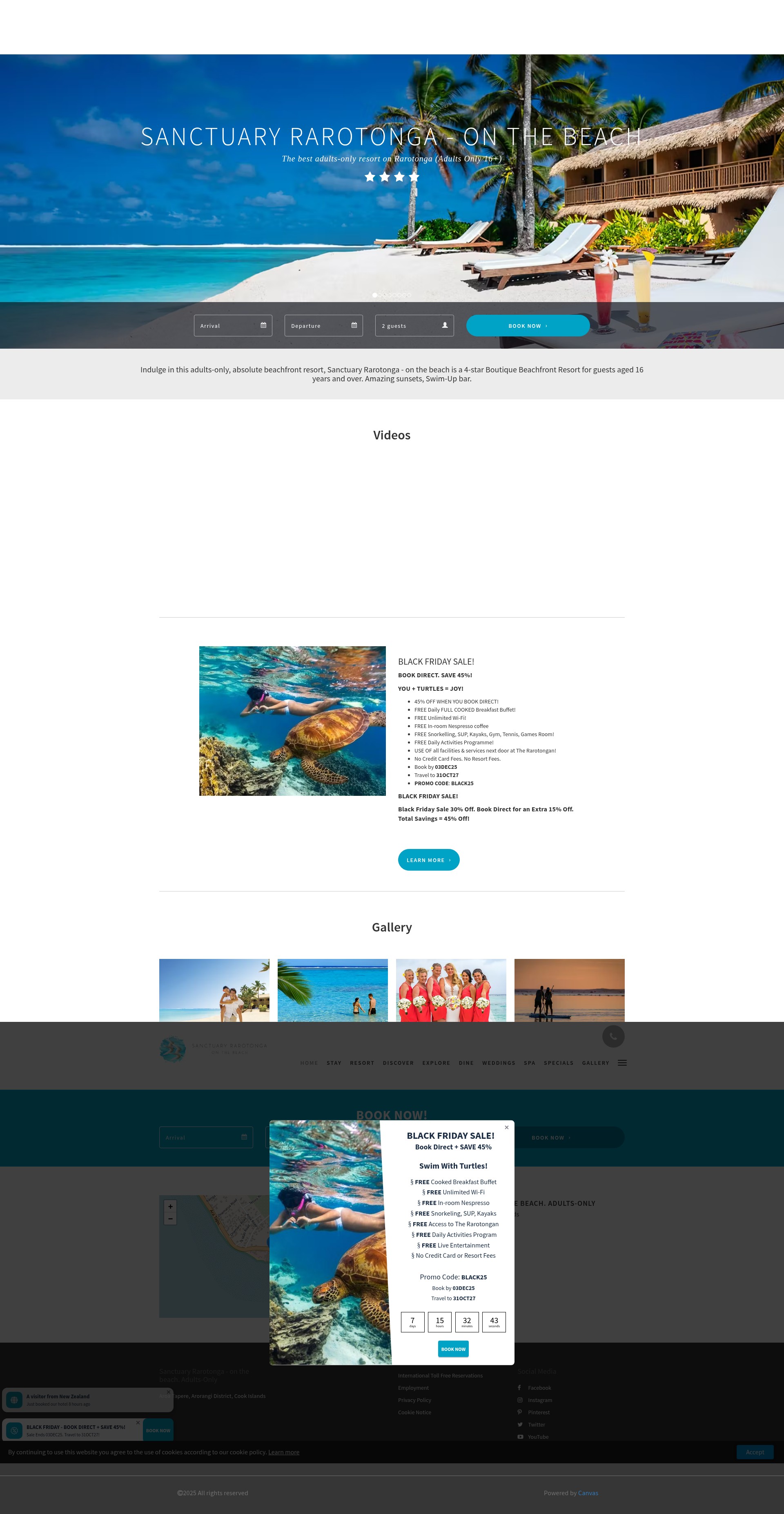 Screenshot of www.sanctuaryrarotonga.com