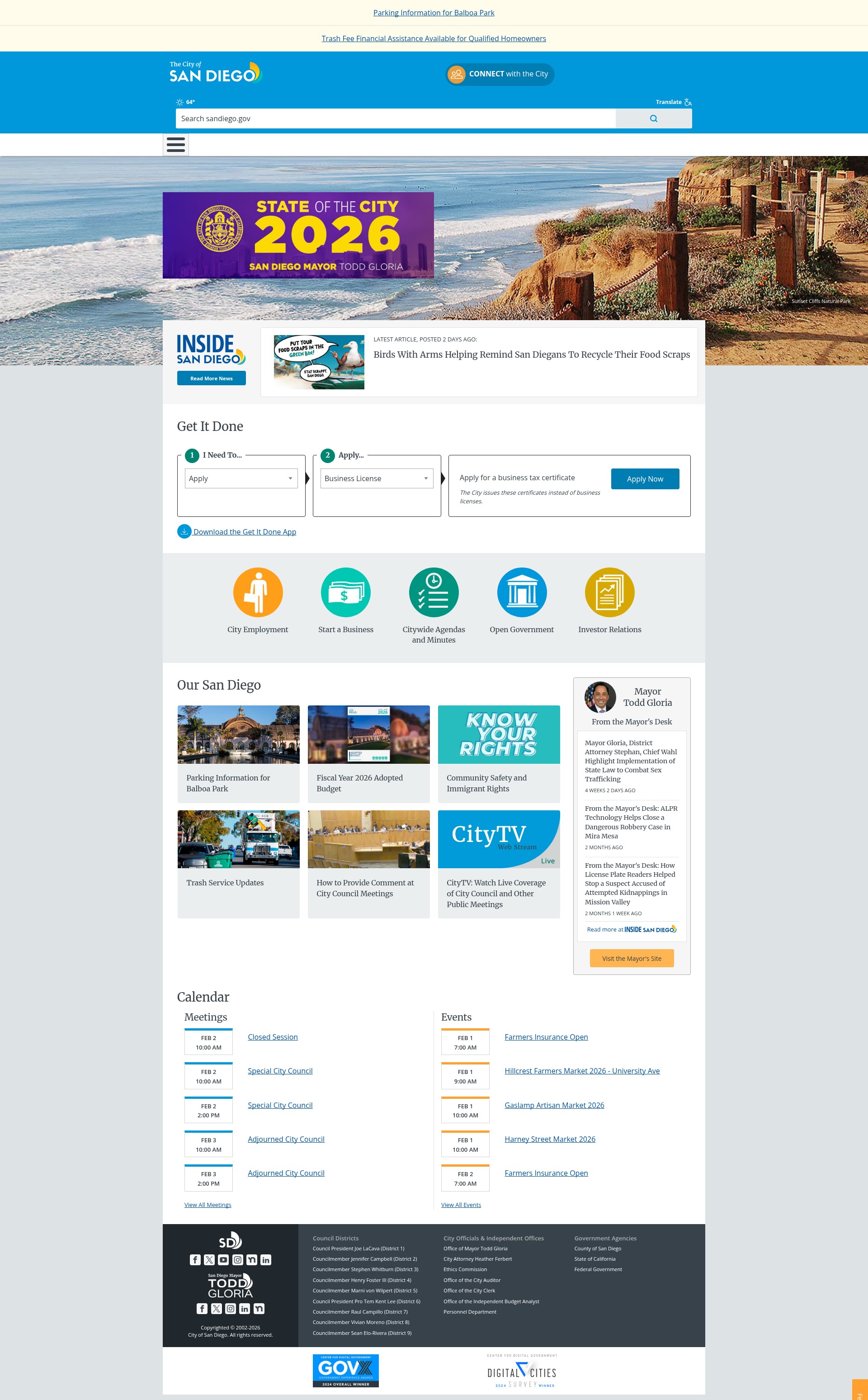 Screenshot of www.sandiego.gov