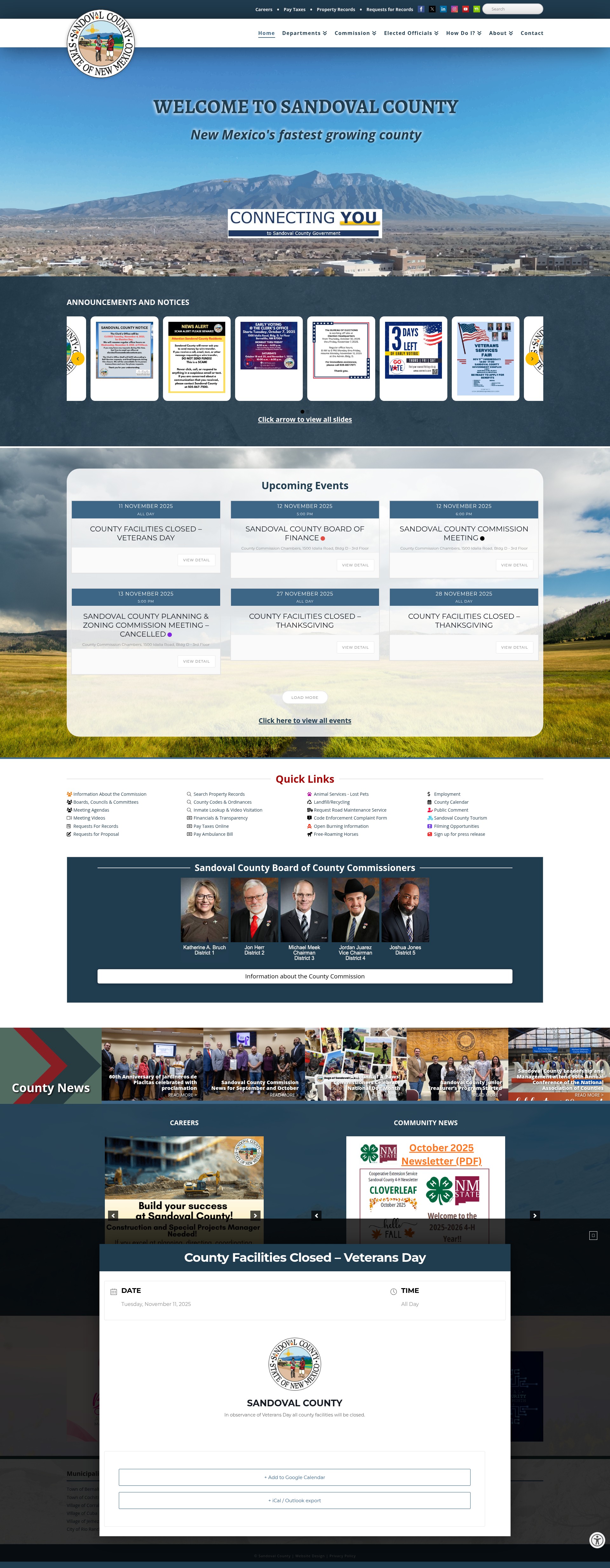 Screenshot of www.sandovalcountynm.gov