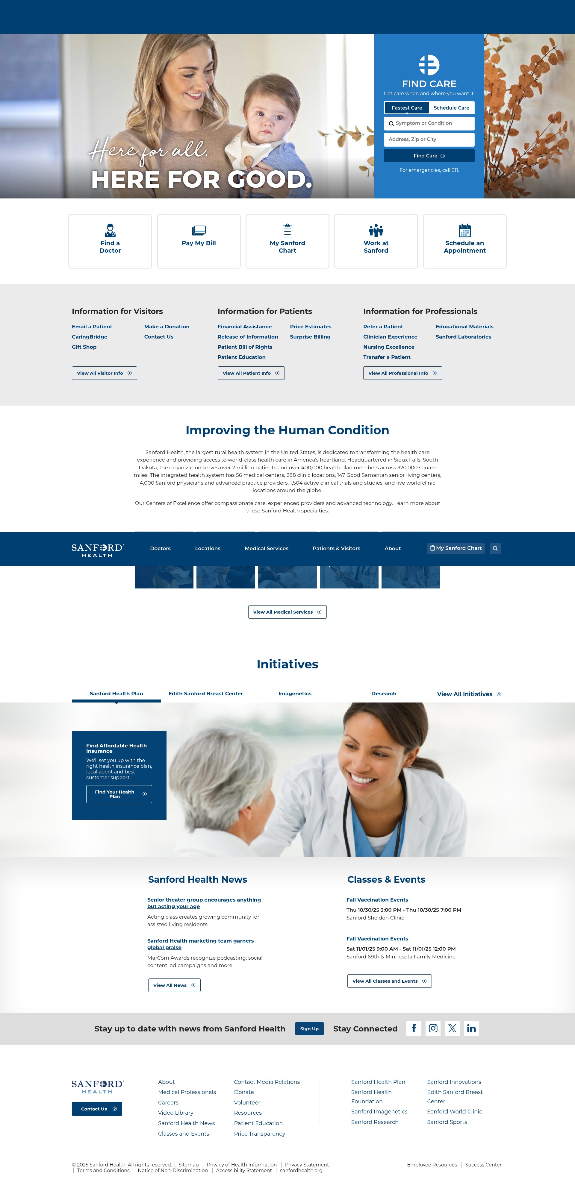 Screenshot of www.sanfordhealth.org