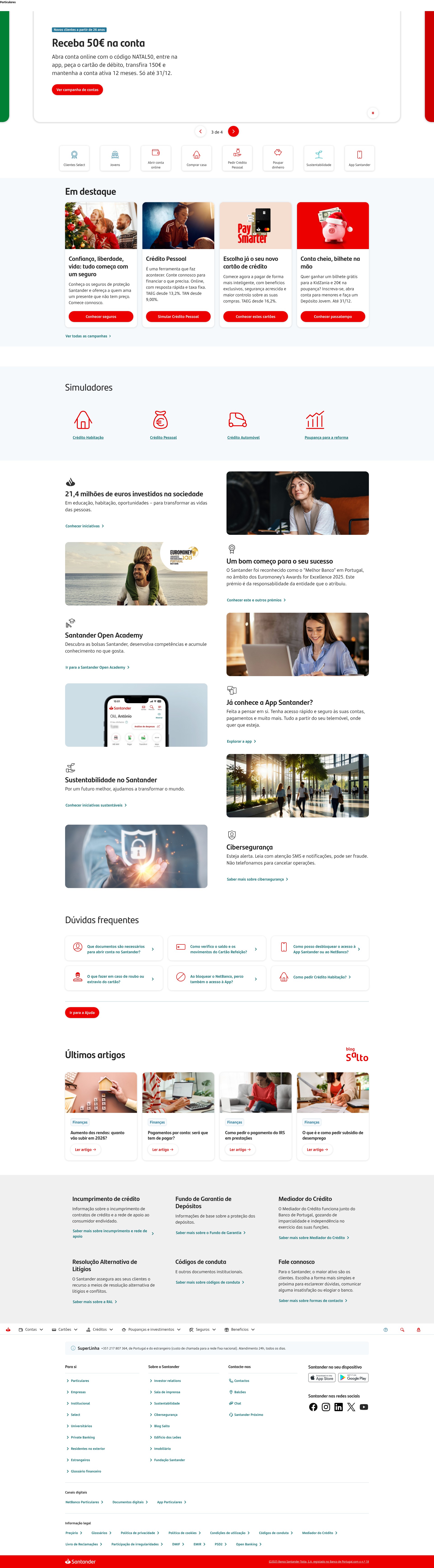 Screenshot of www.santander.pt
