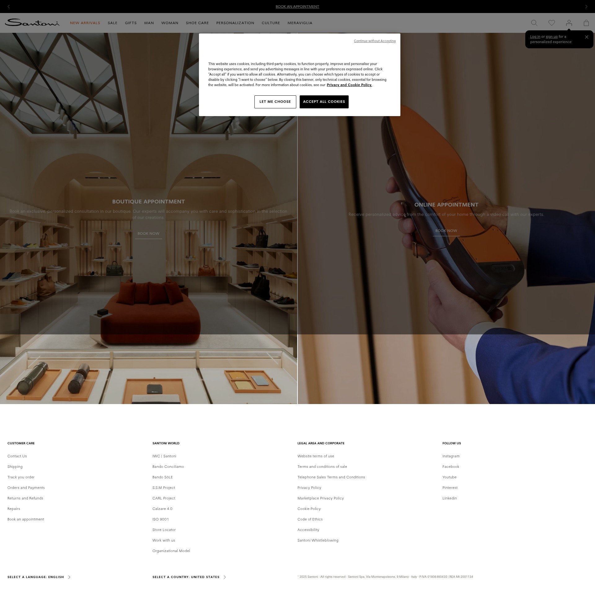 Screenshot of www.santonishoes.com