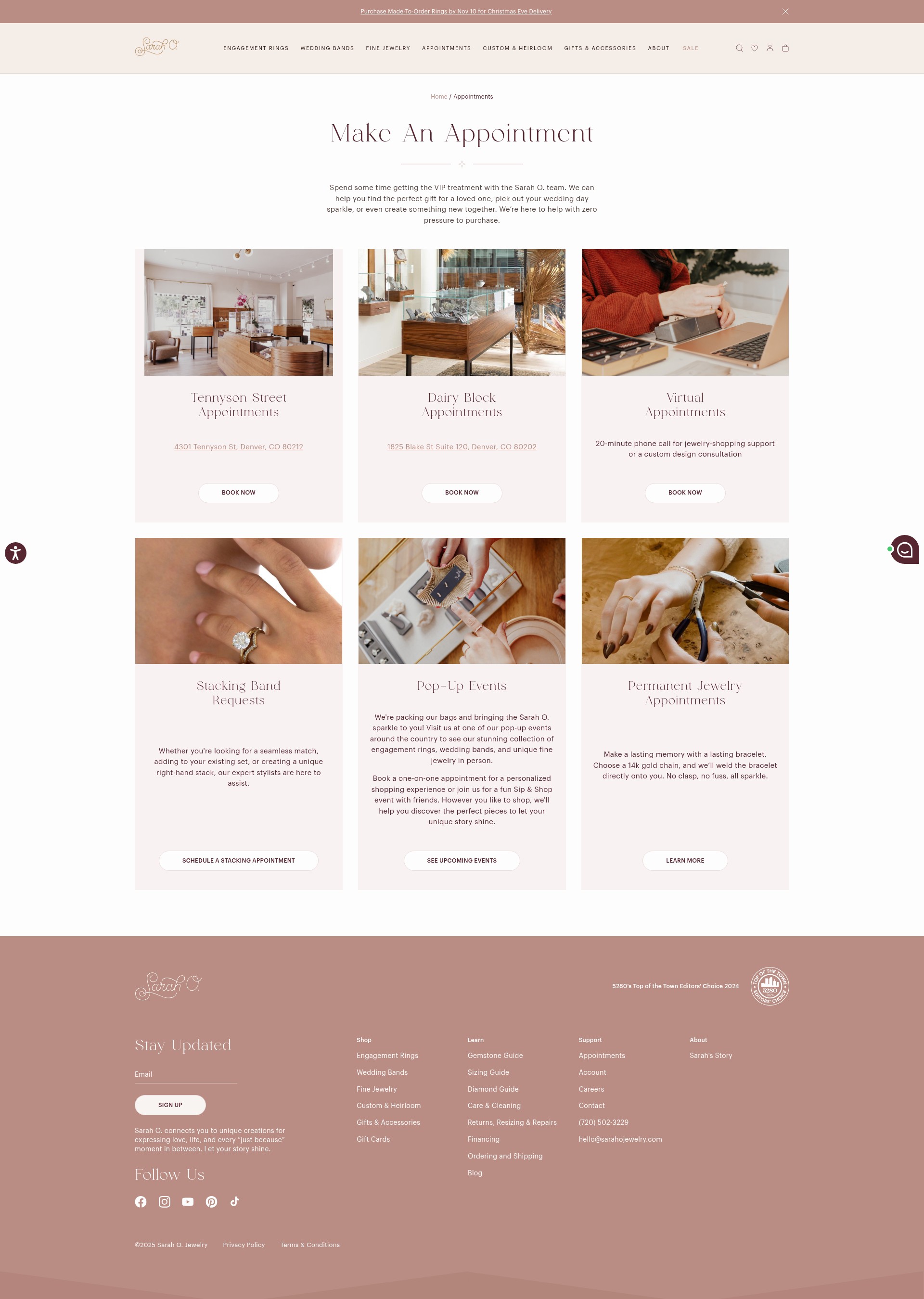 Screenshot of www.sarahojewelry.com