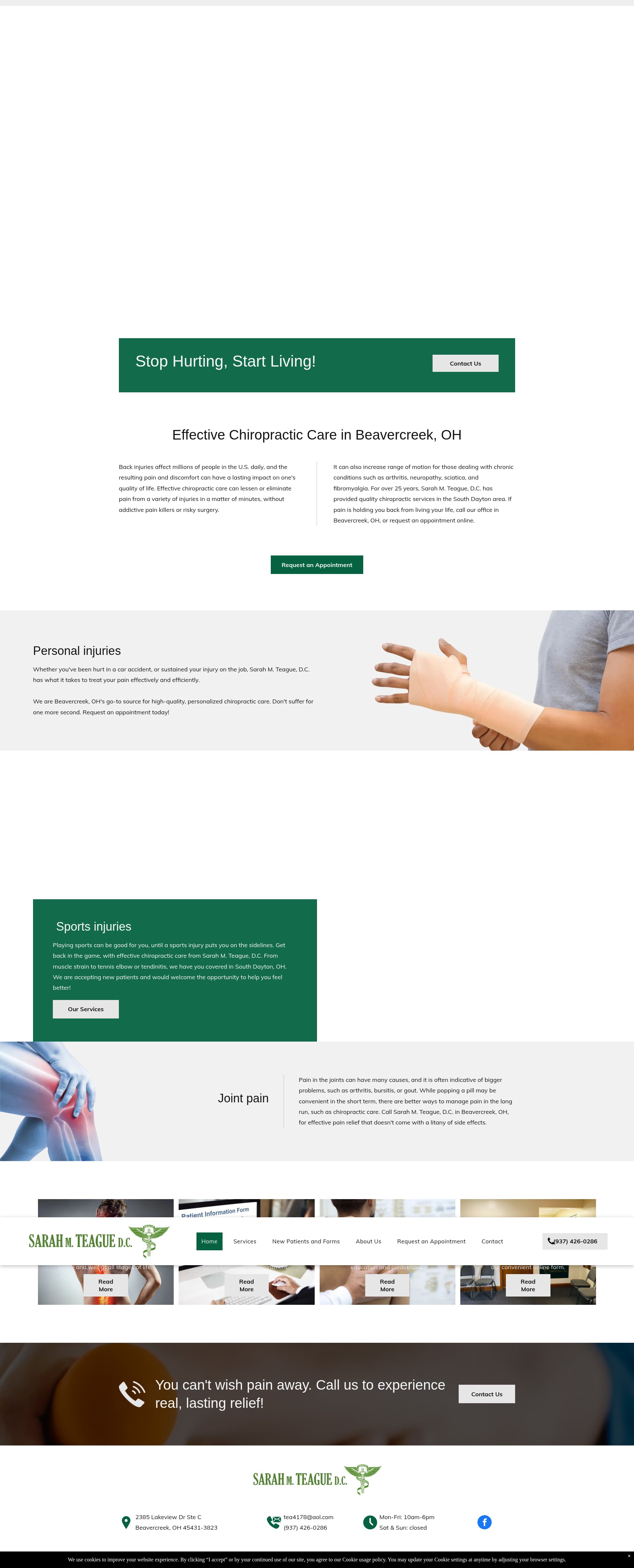 Screenshot of www.sarahteaguechiropractor.com