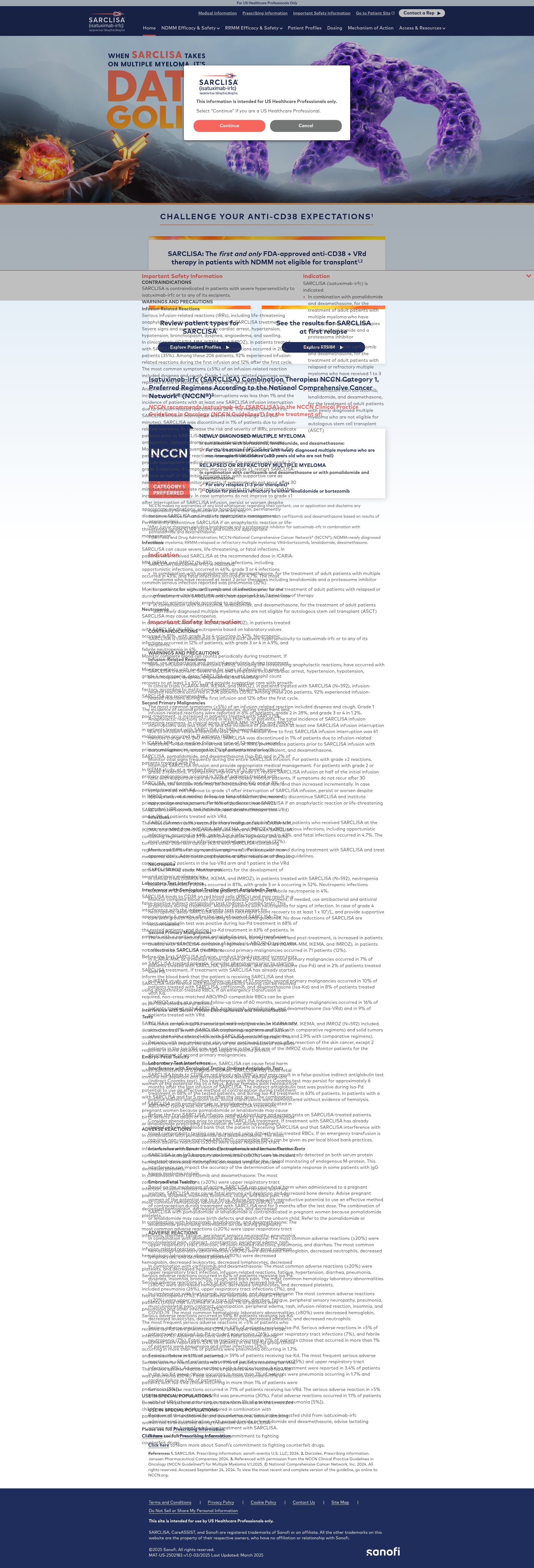Screenshot of www.sarclisahcp.com