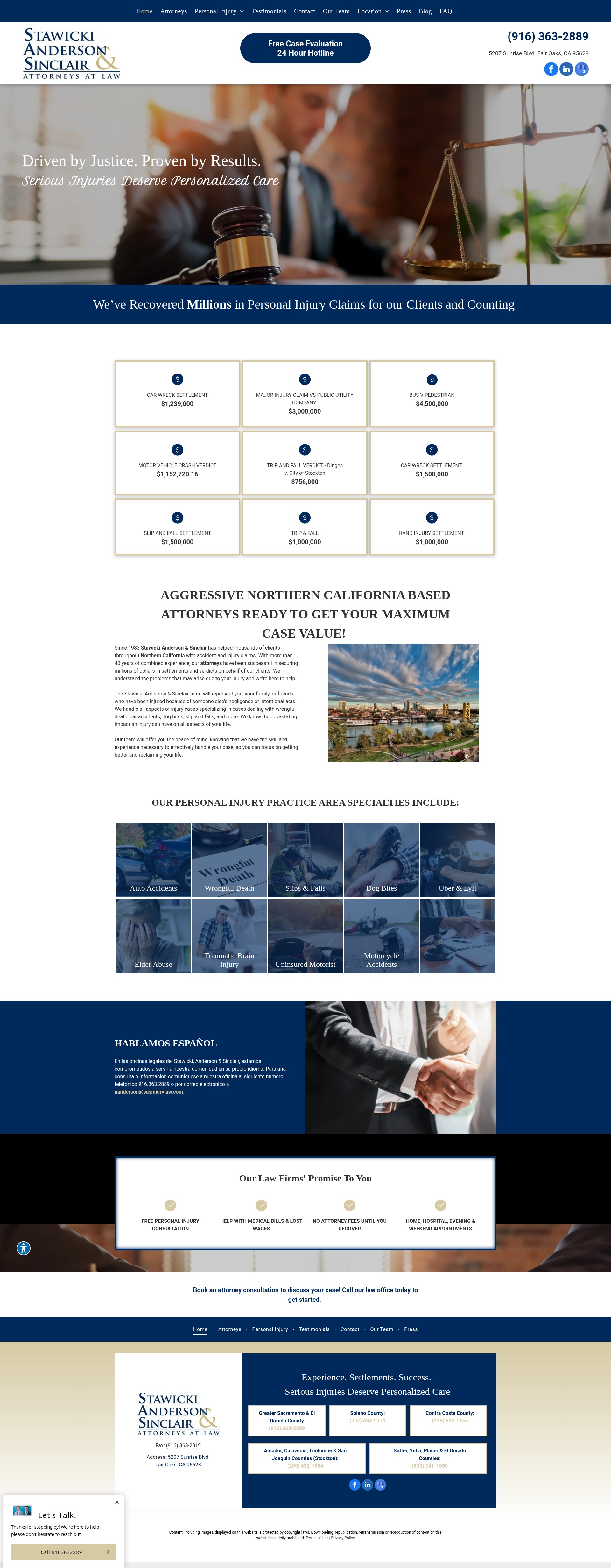 Screenshot of www.sasinjurylawca.com
