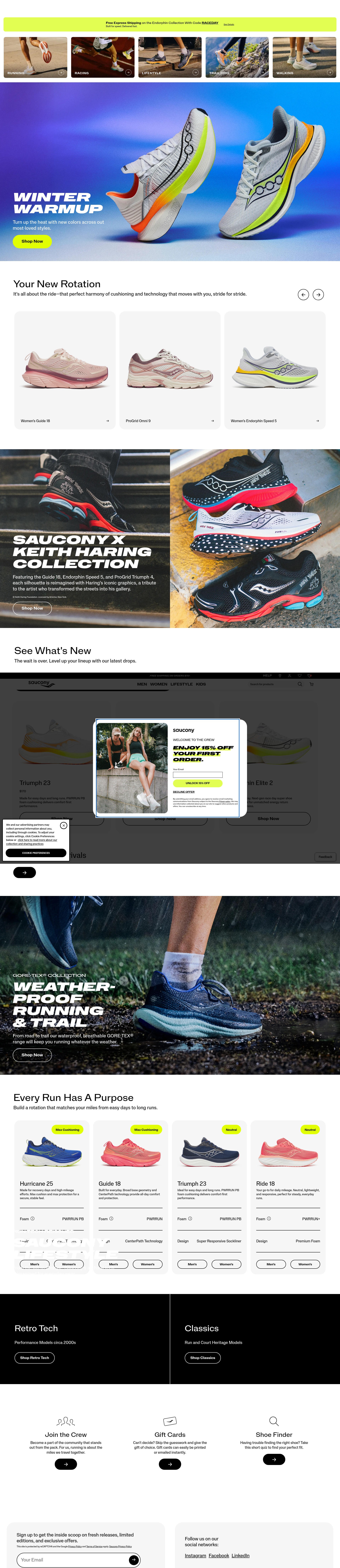 Screenshot of www.saucony.com