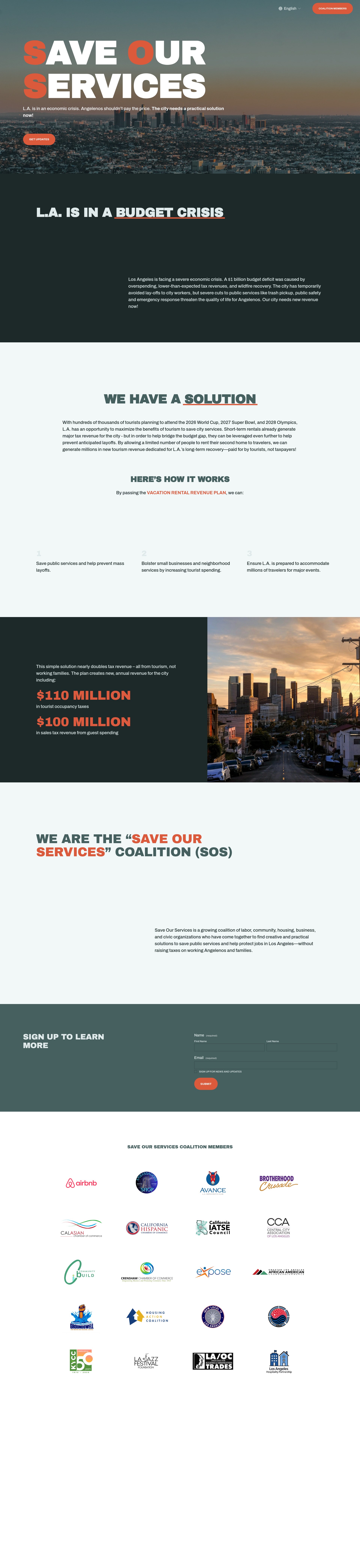 Screenshot of www.saveourservicesla.com