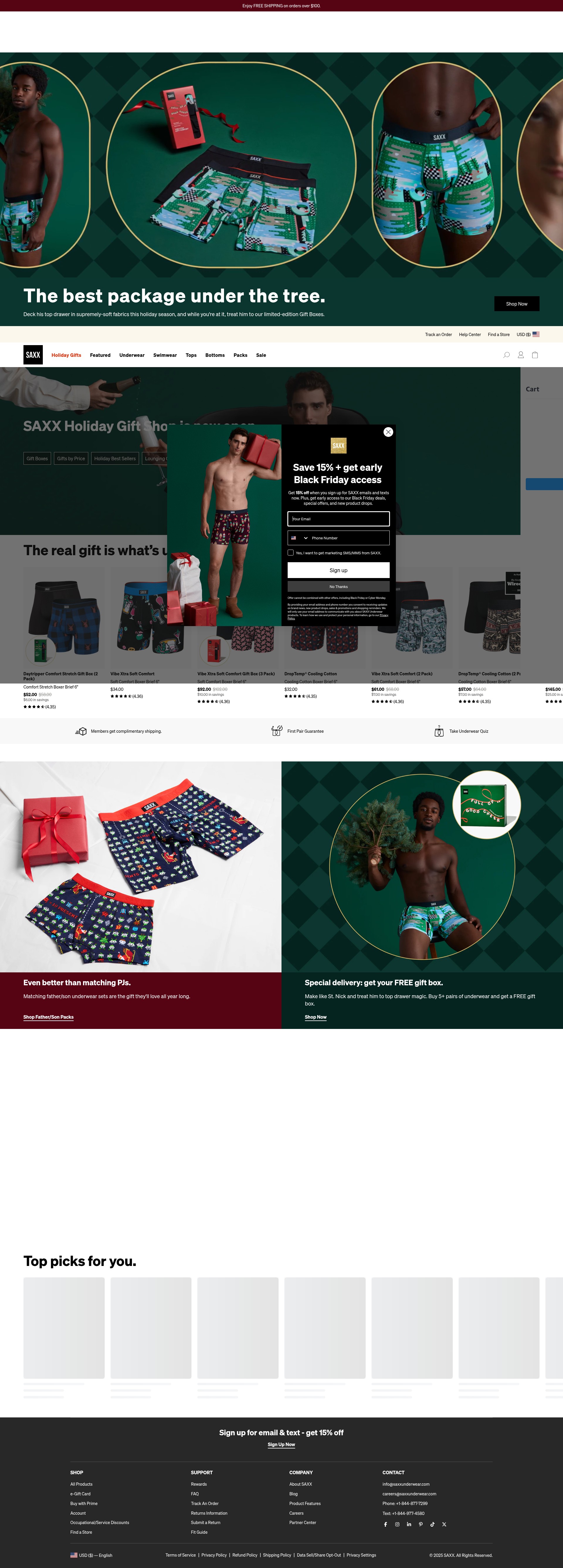 Screenshot of www.saxxunderwear.com