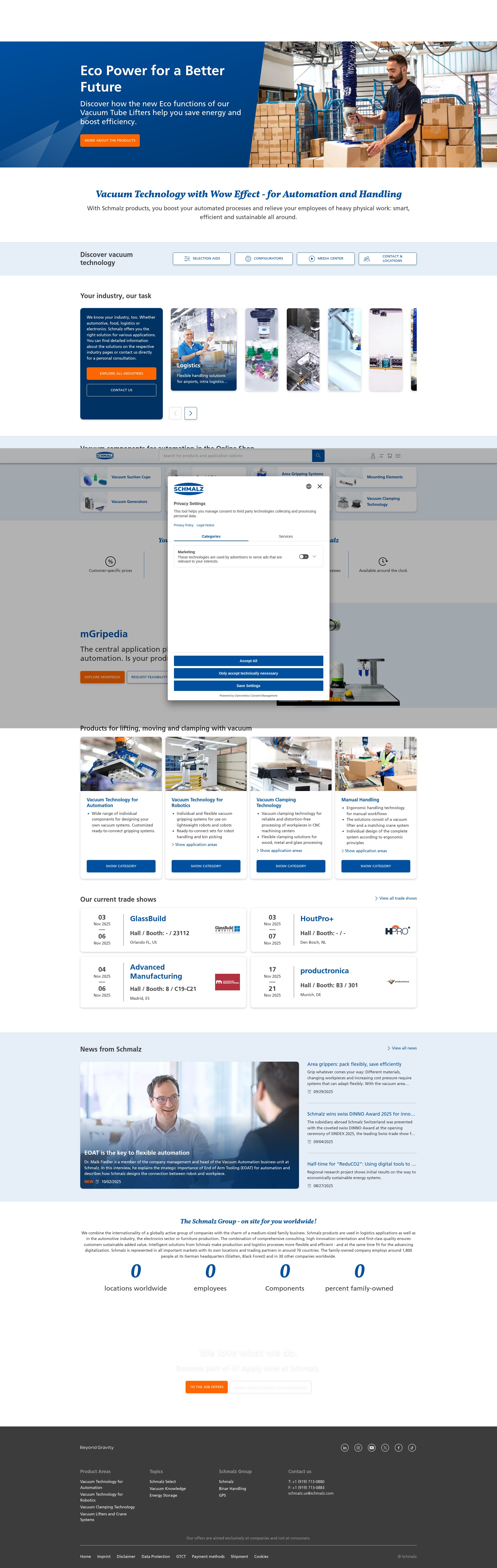 Screenshot of www.schmalz.com
