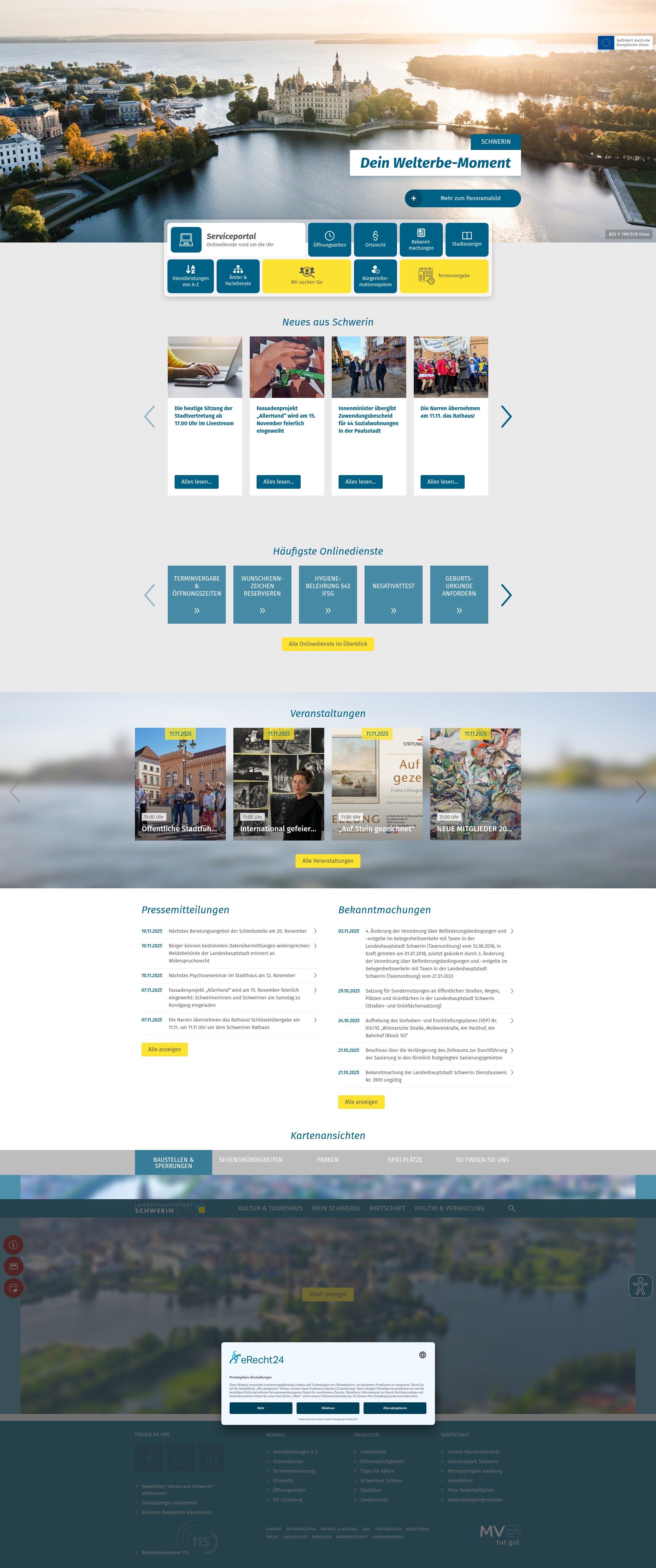 Screenshot of www.schwerin.de