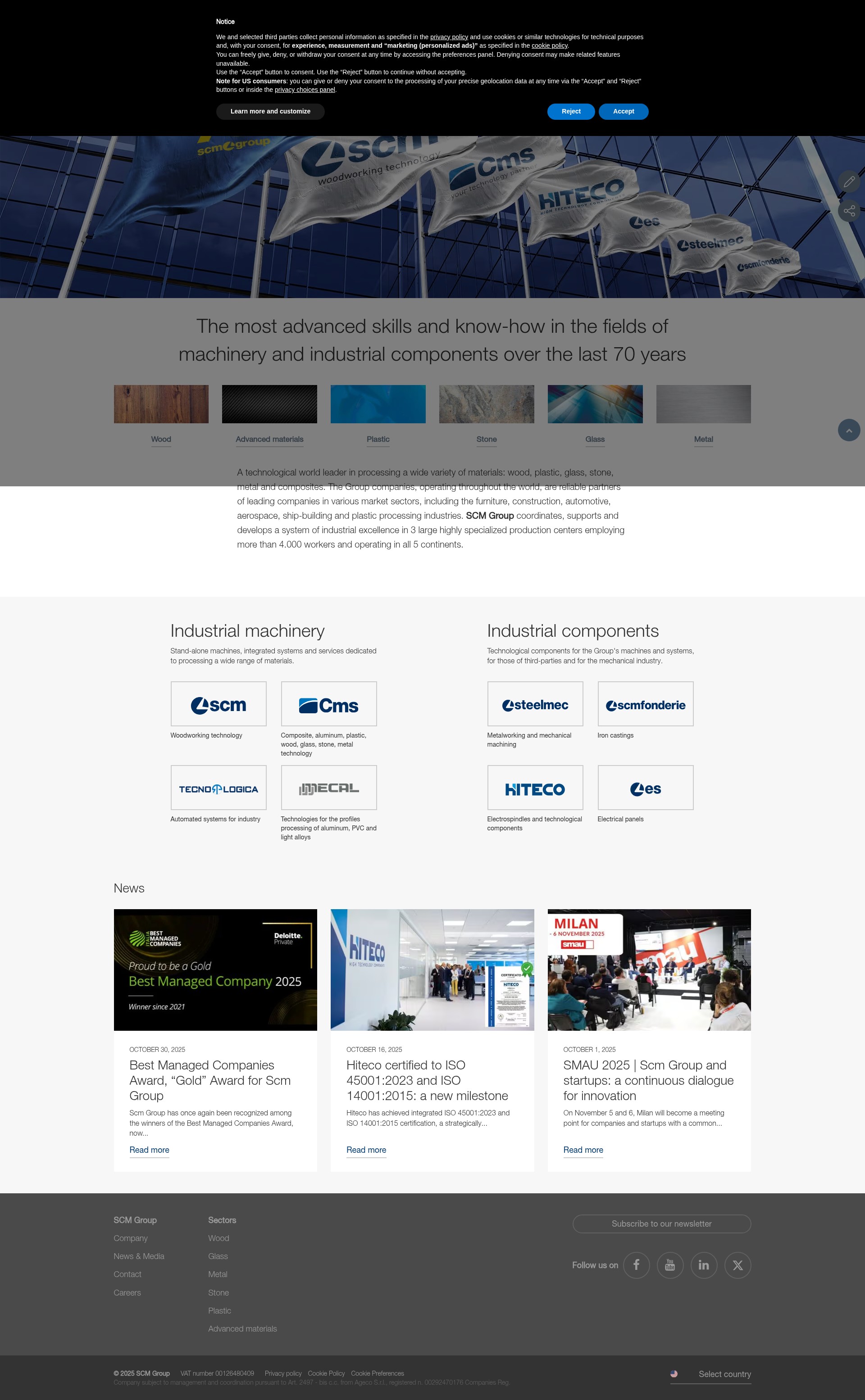 Screenshot of www.scmgroup.com