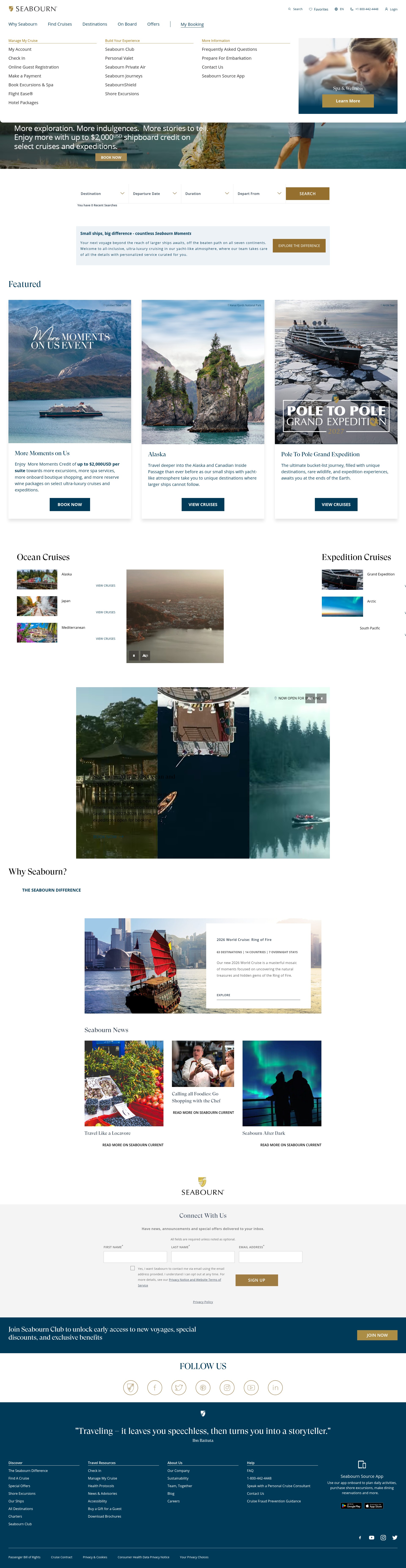 Screenshot of www.seabourn.com