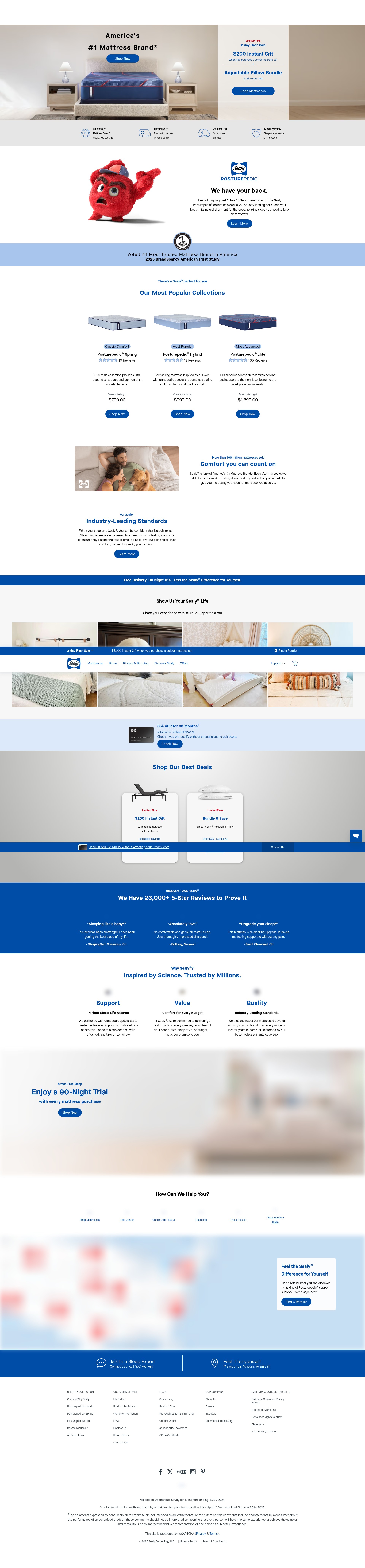 Screenshot of www.sealy.com