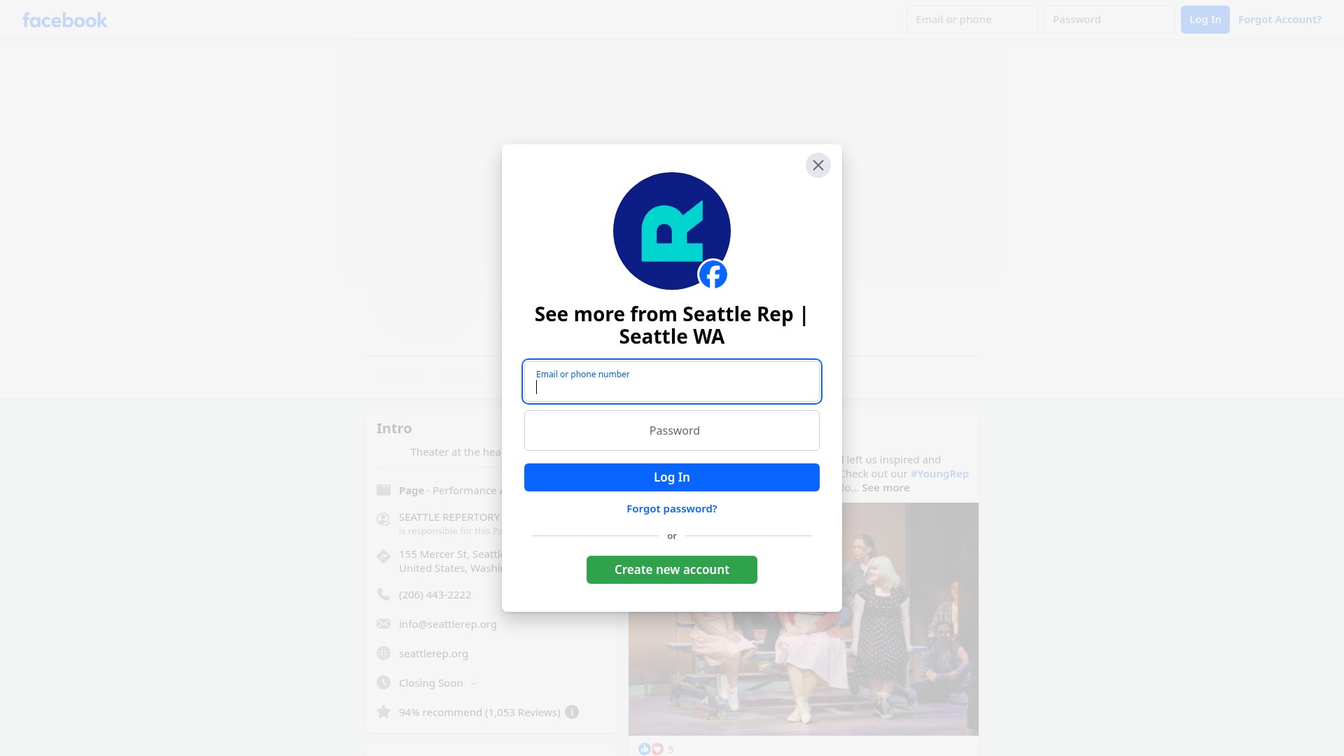 Screenshot of www.seattlerep.org