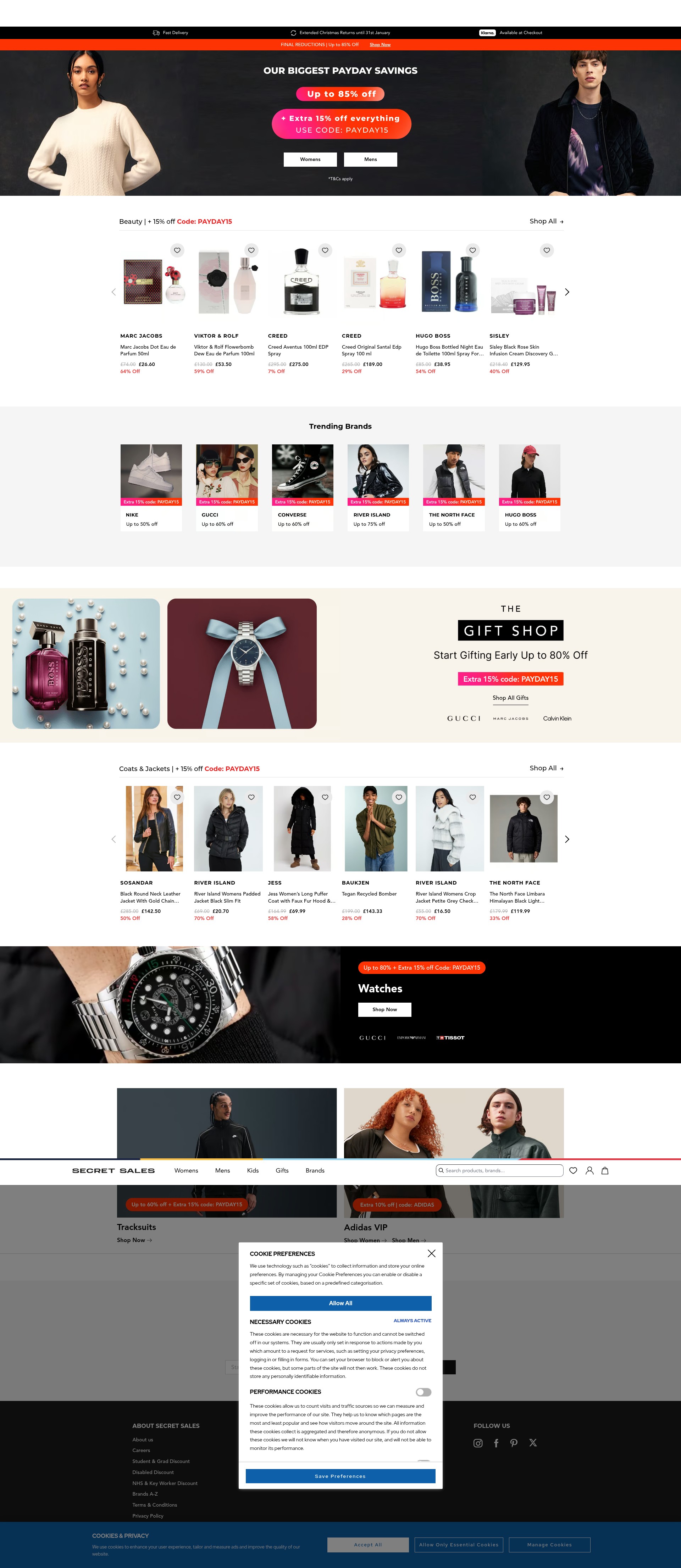 Screenshot of www.secretsales.com