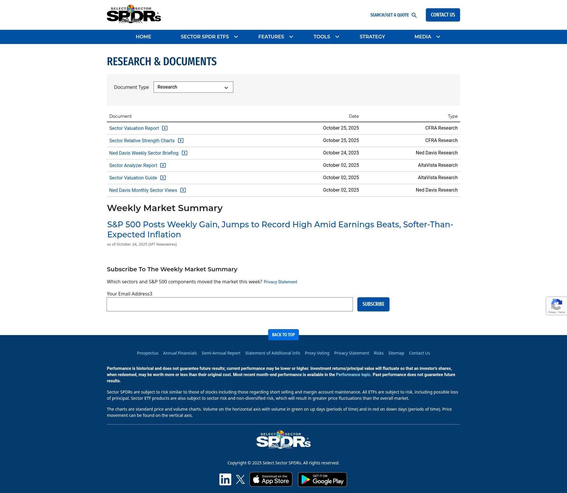 Screenshot of www.sectorspdrs.com