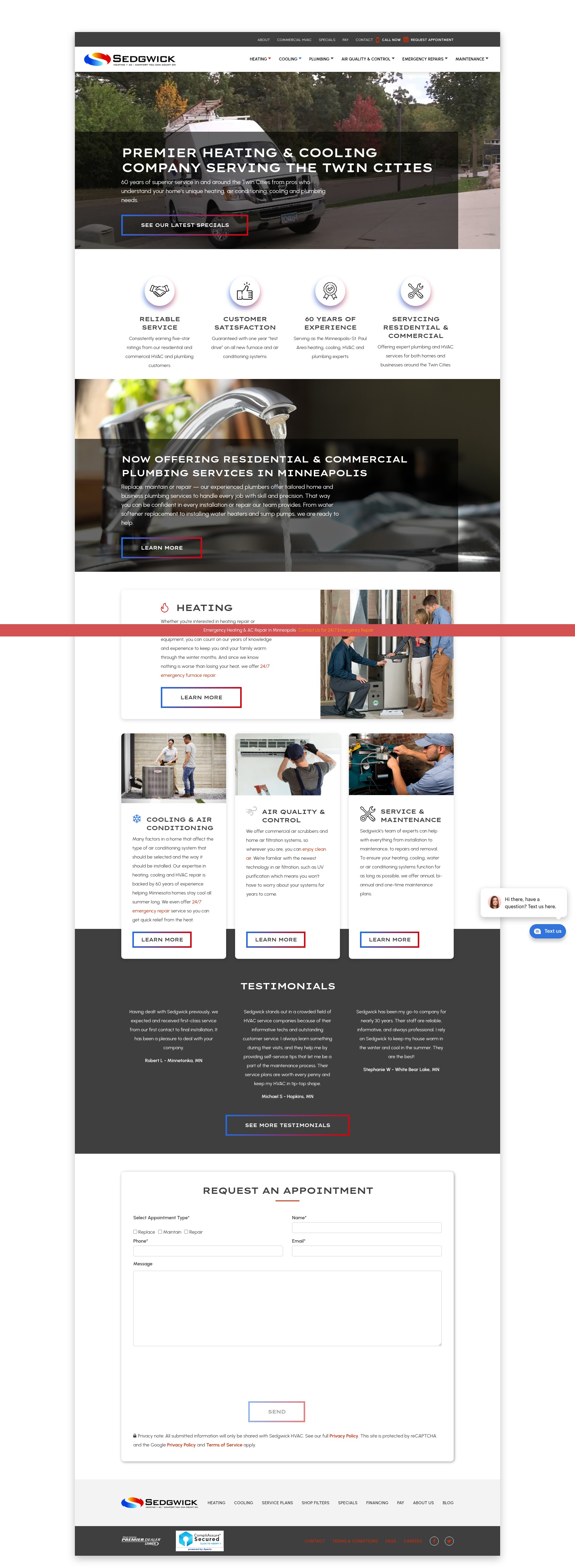 Screenshot of www.sedgwickheating.com