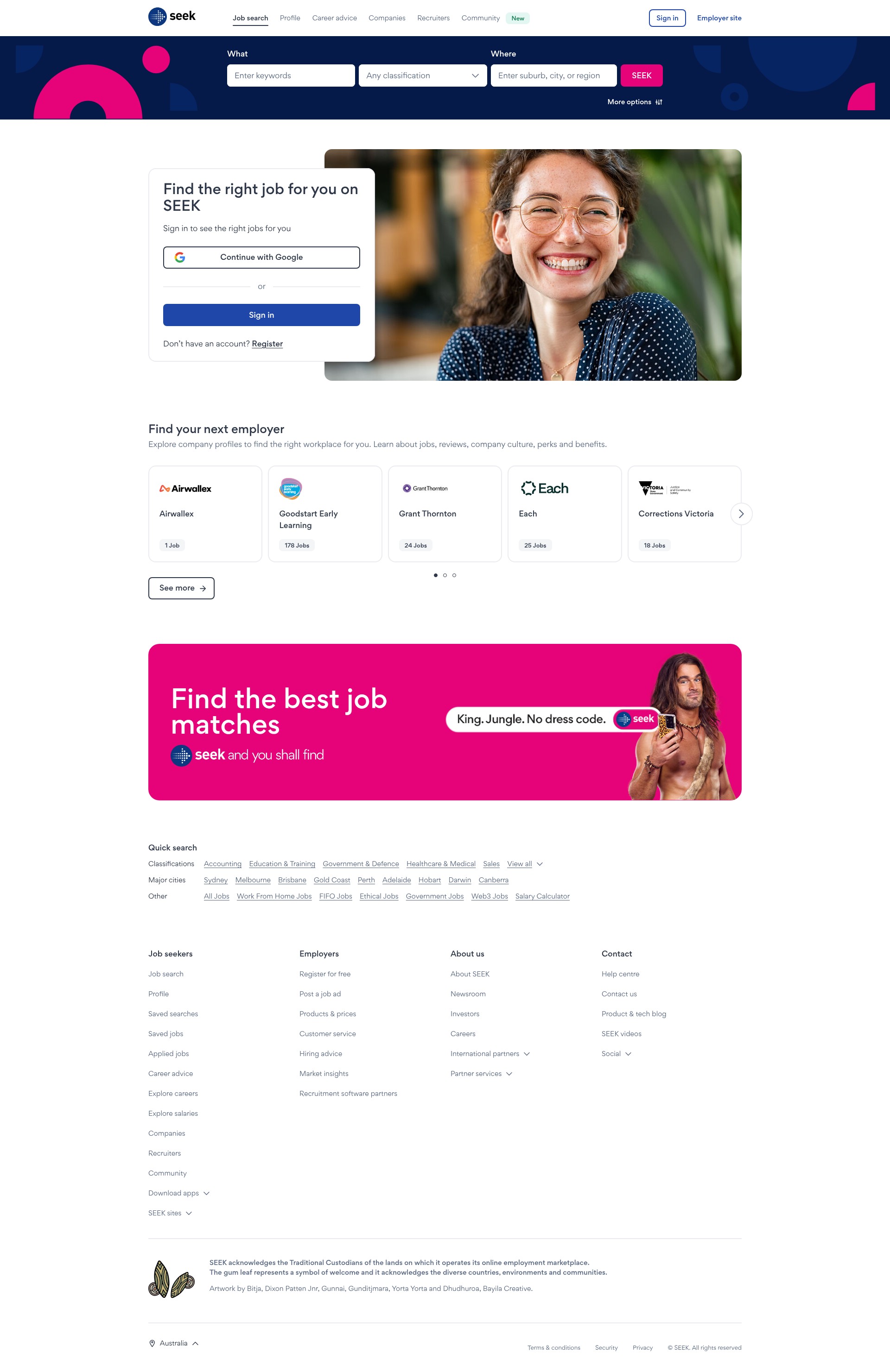 Screenshot of www.seek.com.au