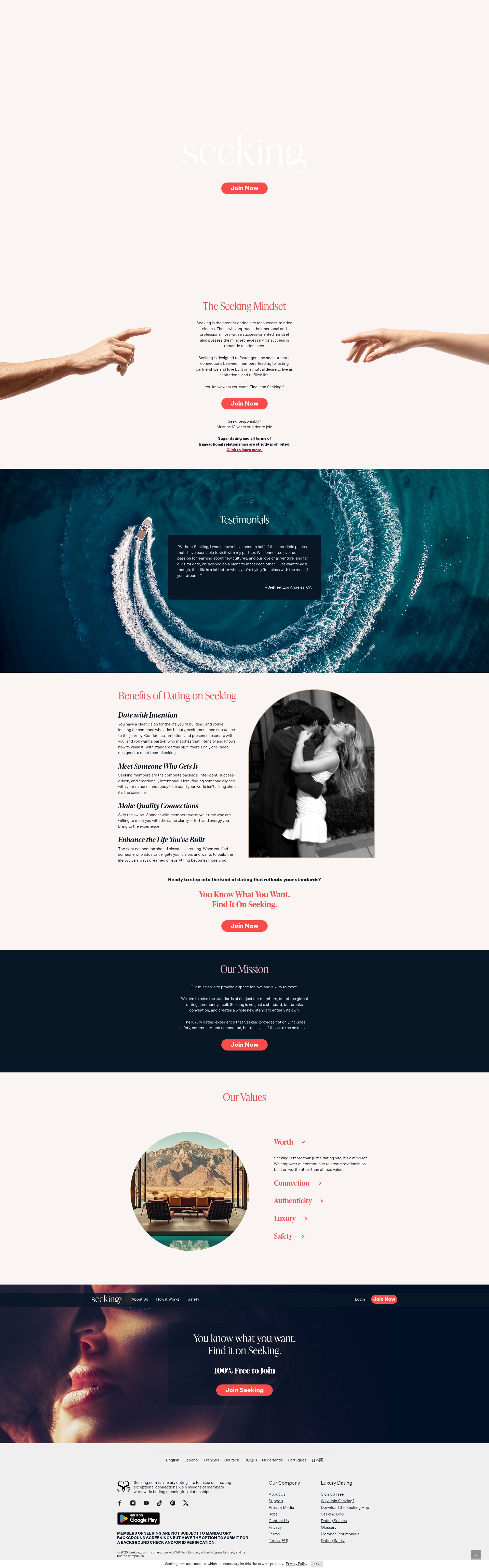 Screenshot of www.seeking.com