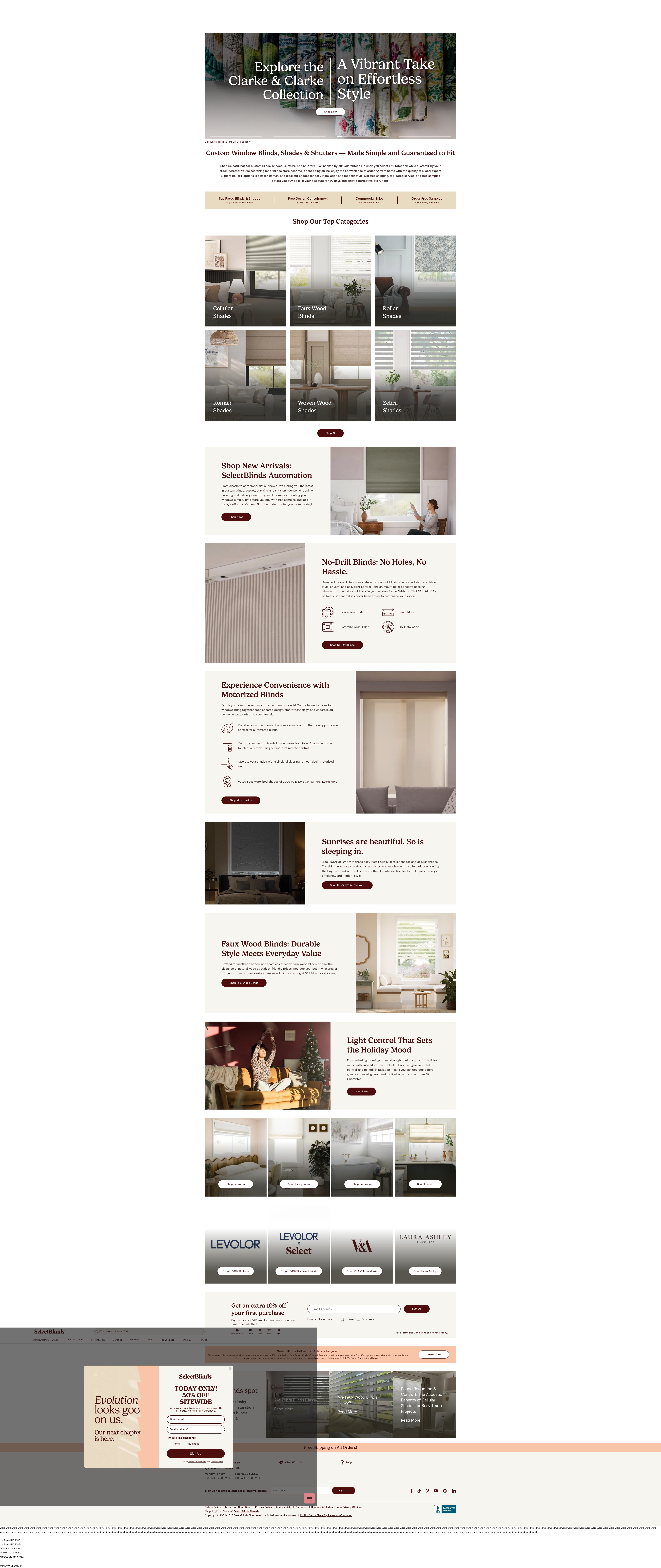 Screenshot of www.selectblinds.com